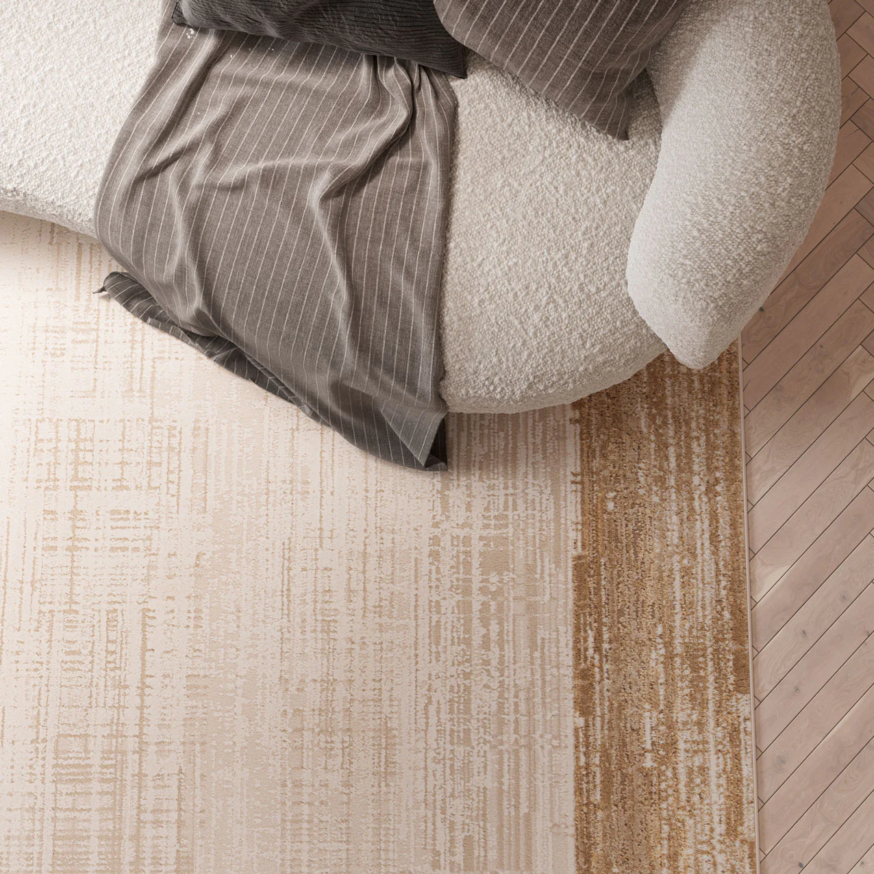 Beige Neutral Border Living Room Rug - Layla - Image 5