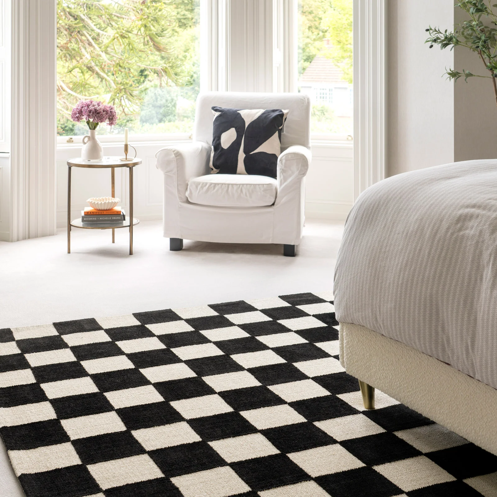 Black Retro Checkerboard Rug - Ebony - Image 3