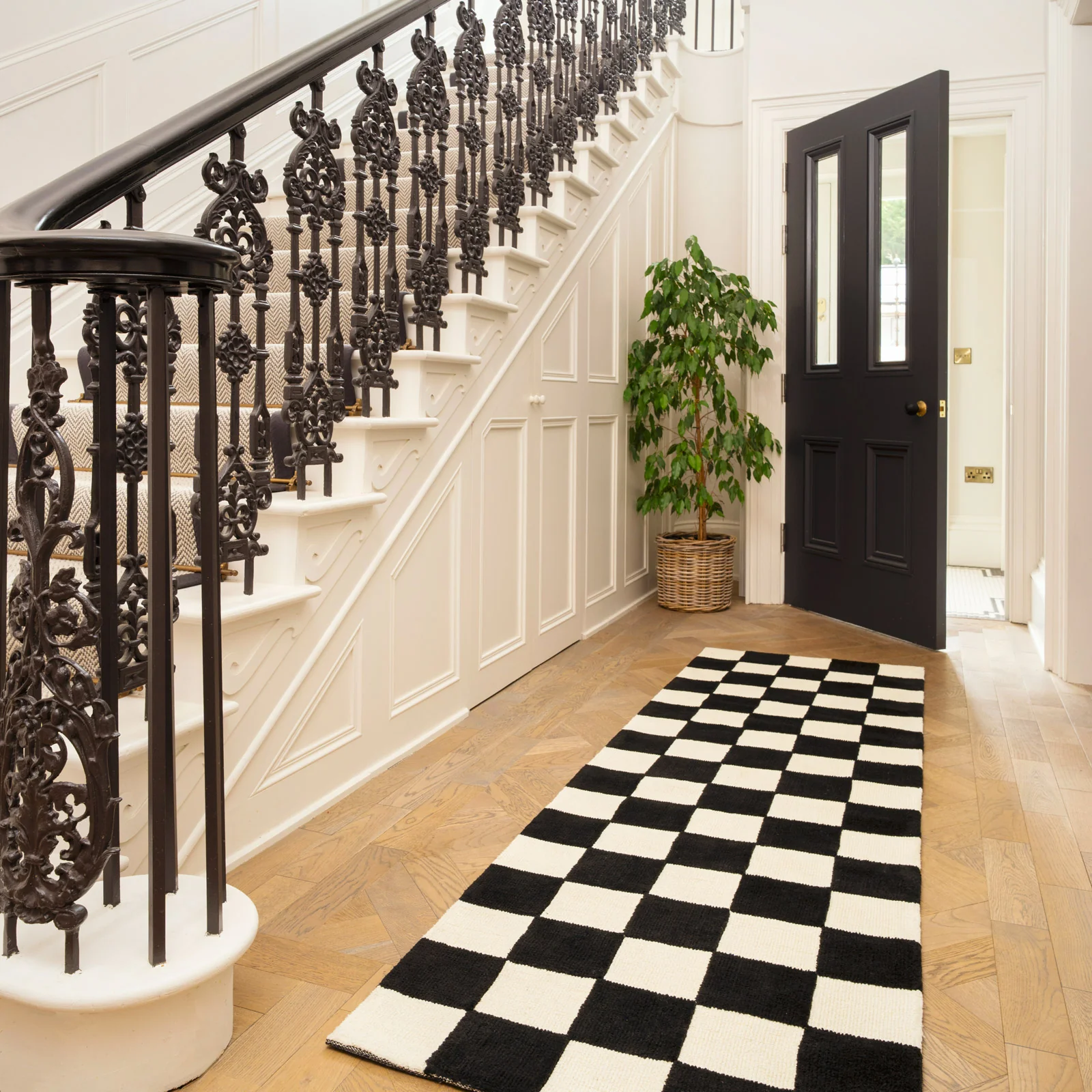 Black Retro Checkerboard Rug - Ebony - Image 5