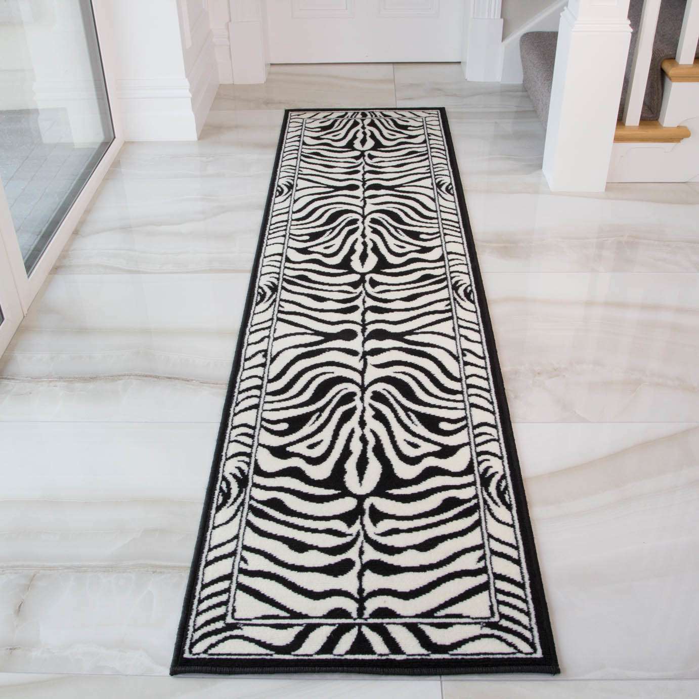 Black White Animal Zebra Print Rug - Image 4
