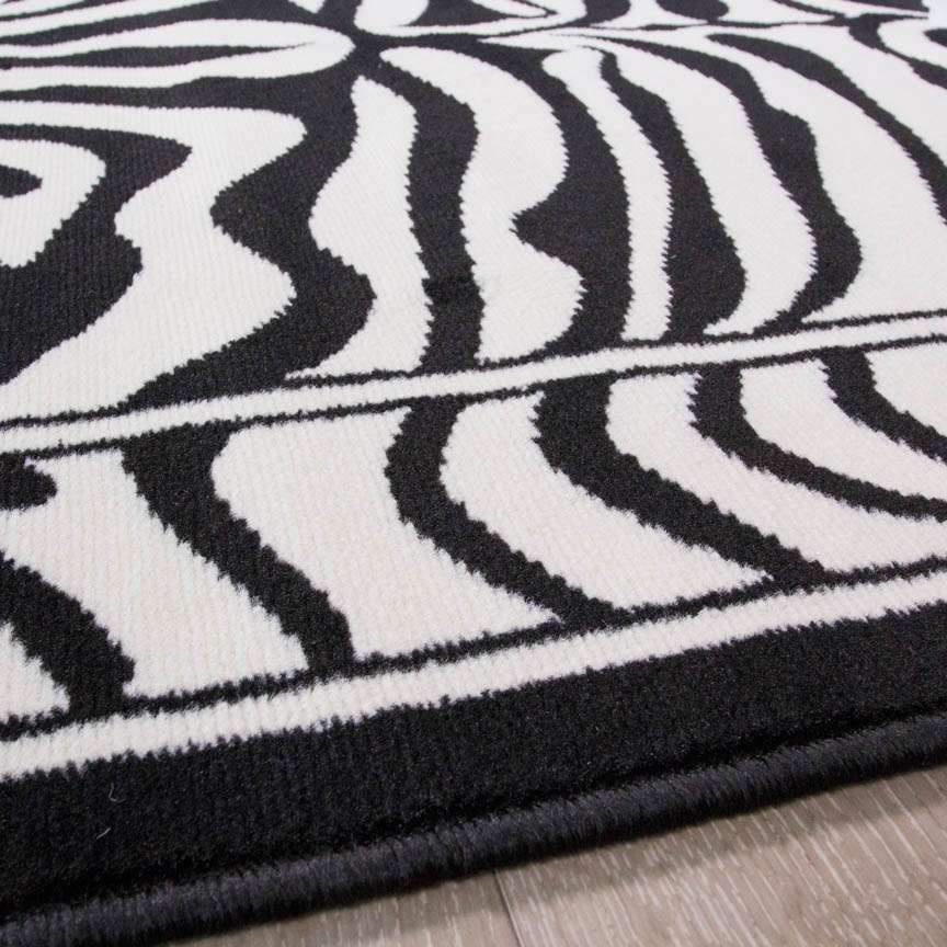 Black White Animal Zebra Print Rug - Image 5