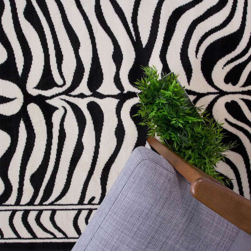 Black White Animal Zebra Print Rug - Image 6