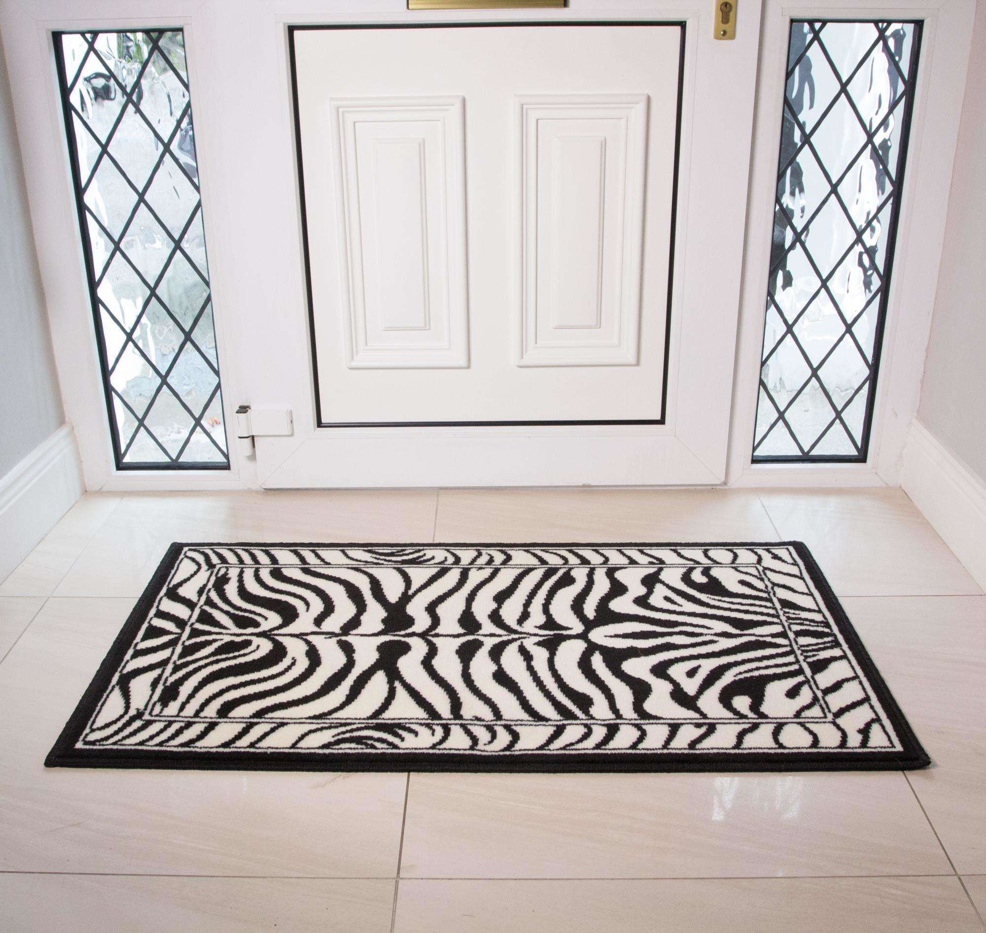 Black White Animal Zebra Print Runner Rug - Image 5