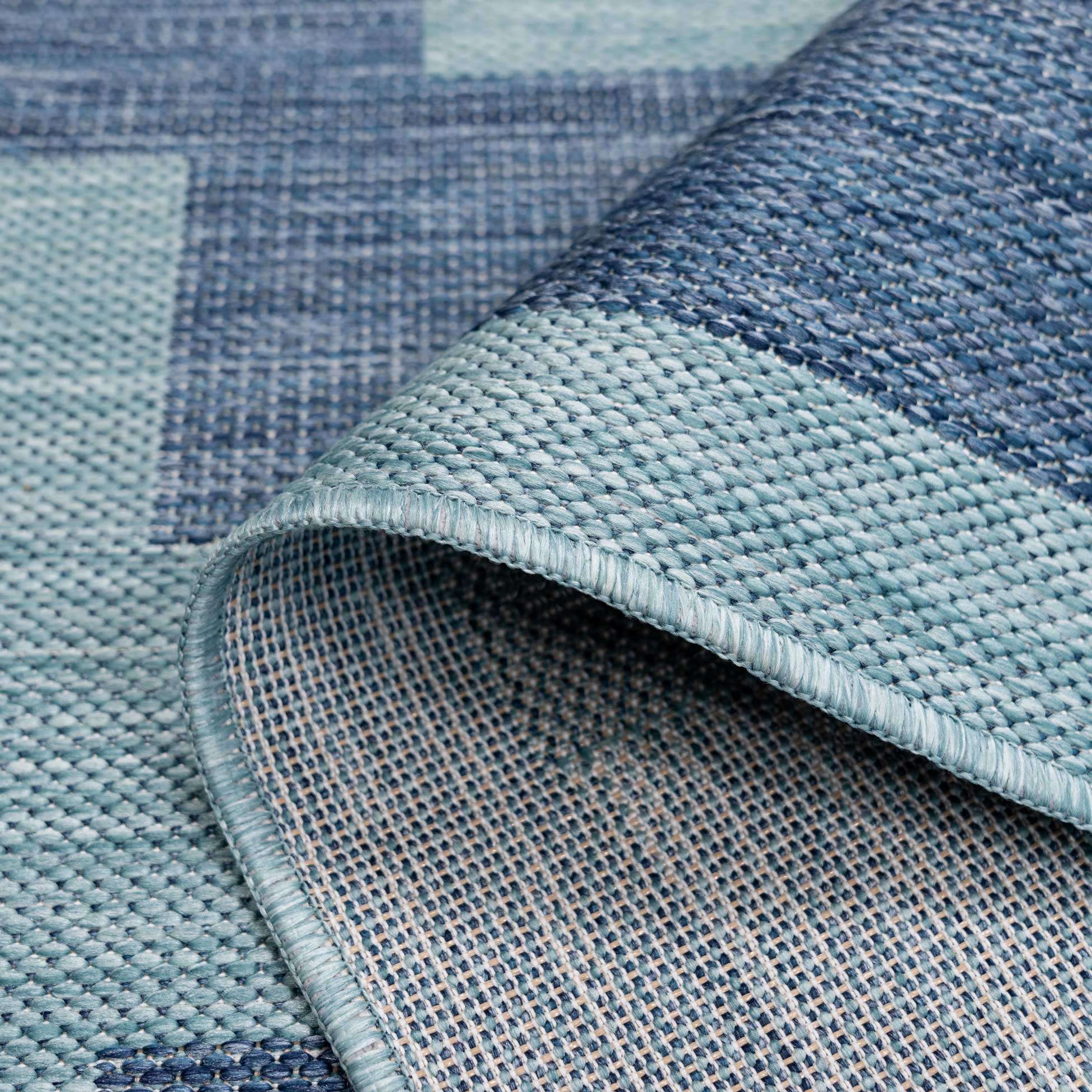 Blue Geometric Indoor Outdoor Area Rug - Shelly - Image 7