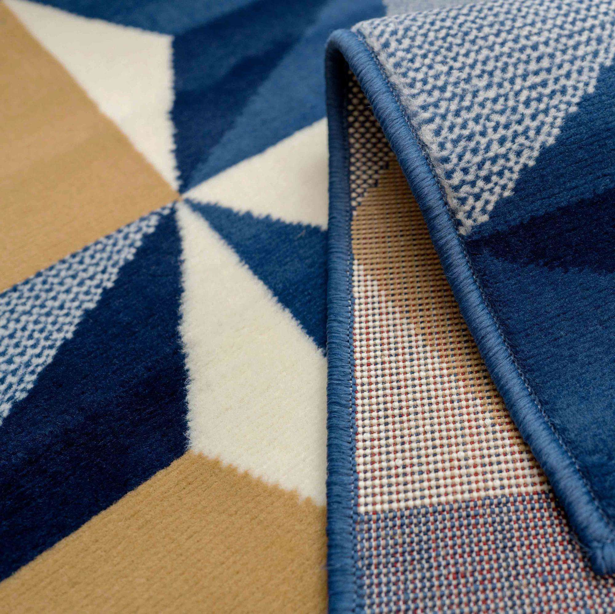 Blue Grey Modern Geometric Hall Runner Rugs - Image 5