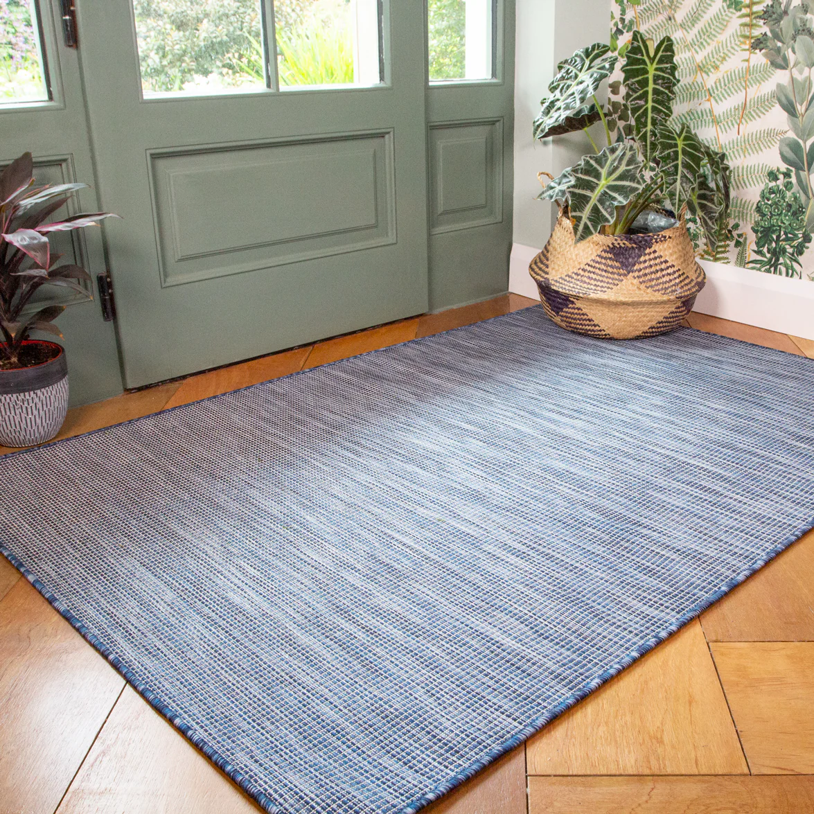 Blue Mottled Indoor | Outdoor Rug - Image 3