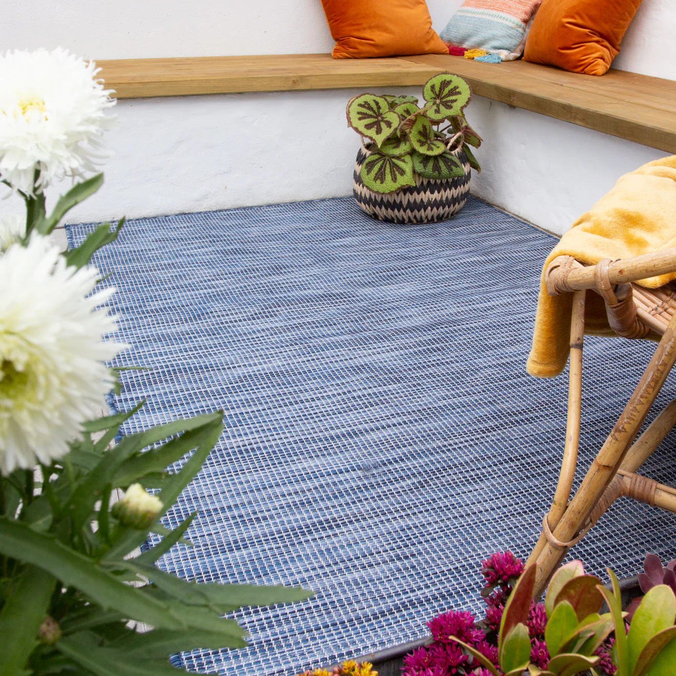 Blue Mottled Indoor | Outdoor Rug - Image 4
