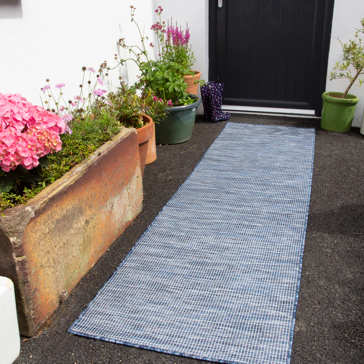 Blue Mottled Indoor | Outdoor Rug - Image 7