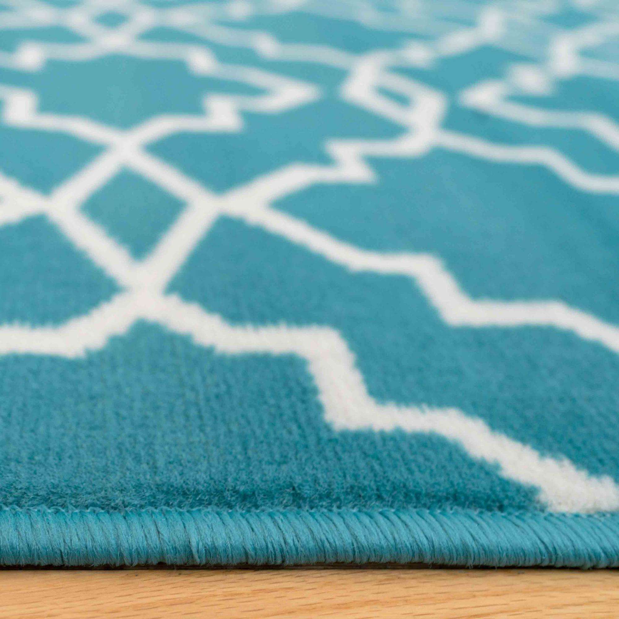 Blue Trellis Hall Runner Living Room Rug - Image 5