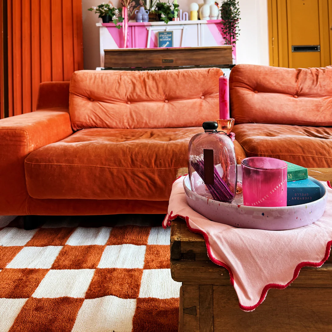 Burnt Orange Retro Checkerboard Rug - Maze Rust - Image 11