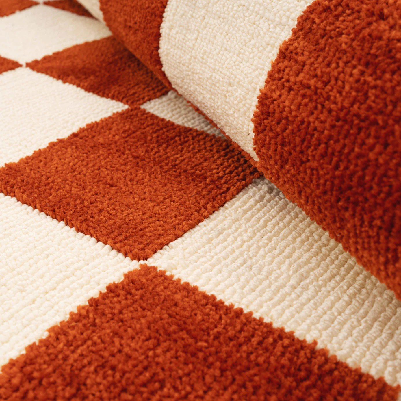 Burnt Orange Retro Checkerboard Rug - Maze Rust - Image 15
