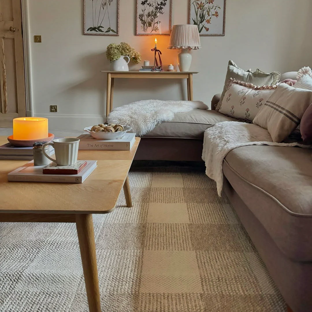 Beige Washable Checker Style Rug - Magda - Image 3