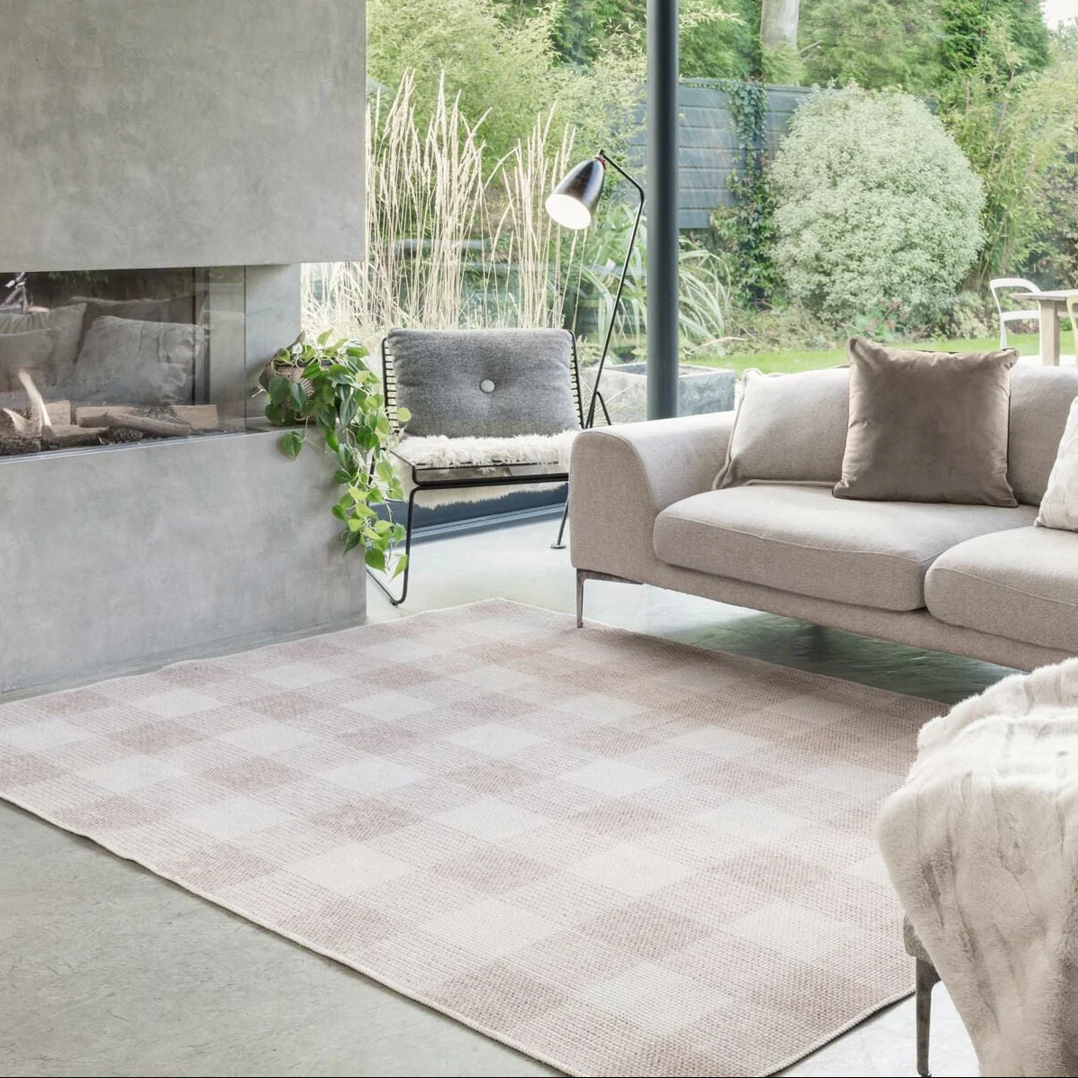 Beige Washable Checker Style Rug - Magda - Image 4