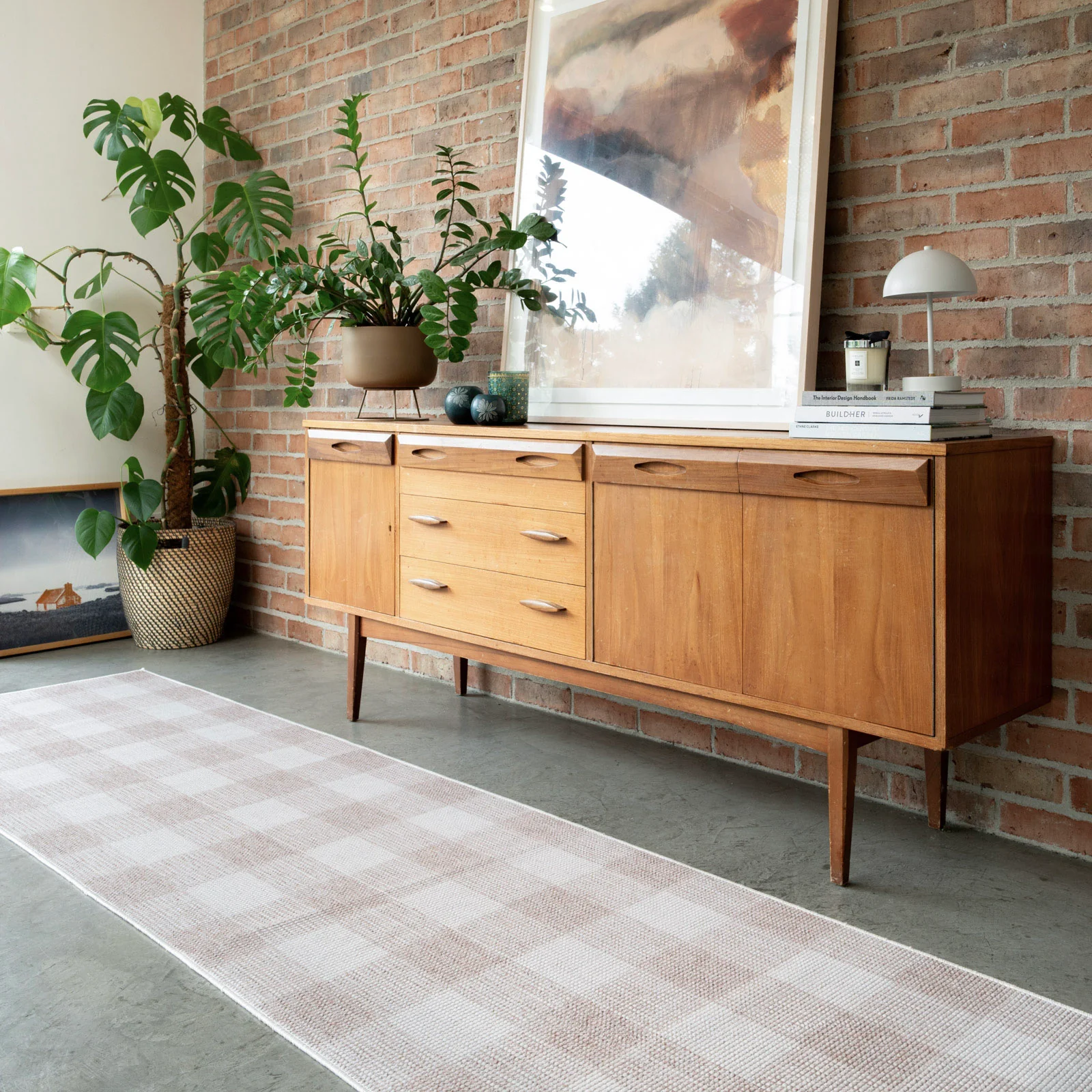 Beige Washable Checker Style Rug - Magda - Image 6