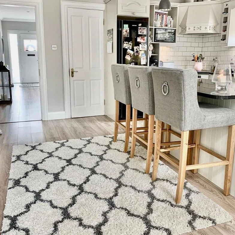 Cream Moroccan Trellis Shaggy Rug - Image 4