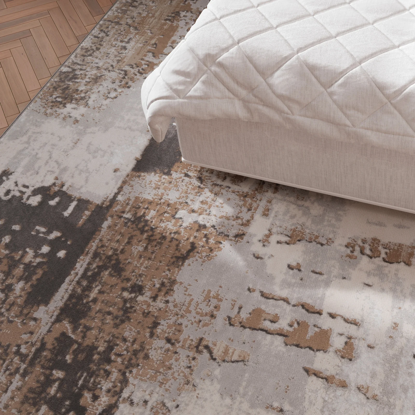 Distressed Abstract Beige Area Rug - Grace - Image 7