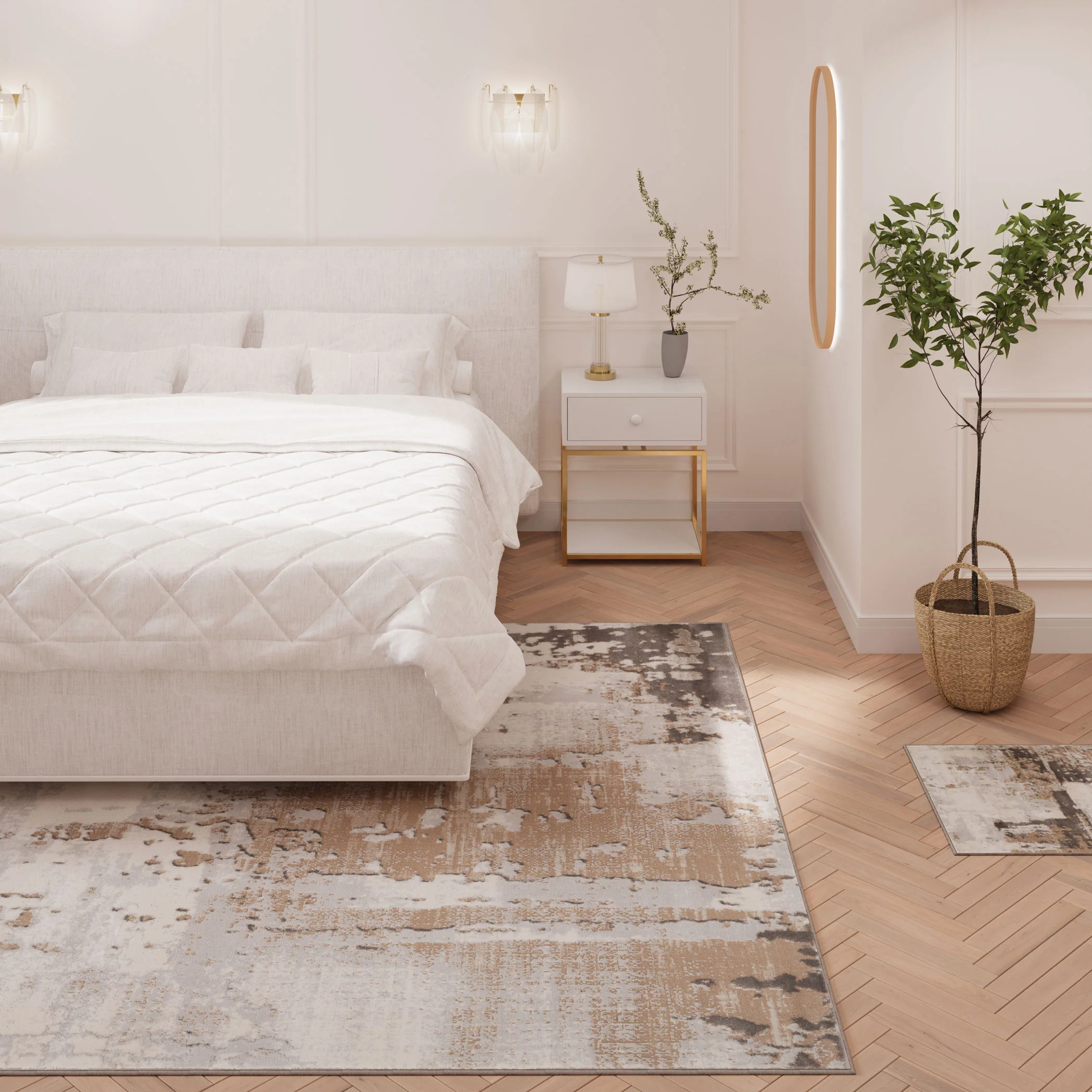 Distressed Abstract Beige Area Rug - Grace - Image 8