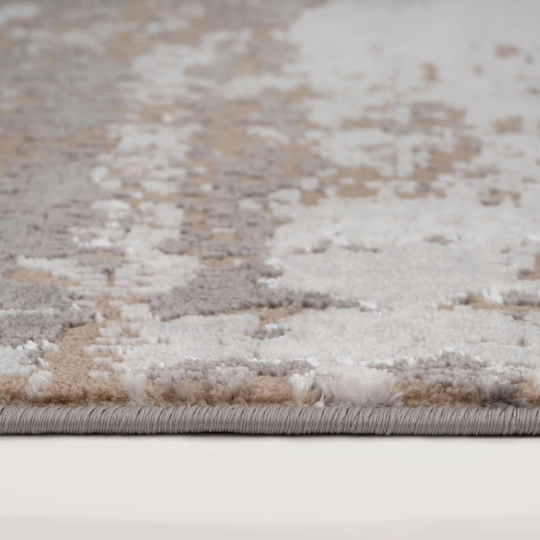 Distressed Abstract Beige Runner Rug - Image 3
