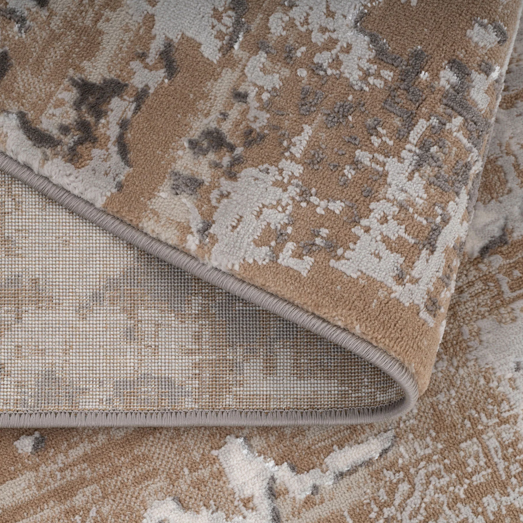 Distressed Abstract Beige Runner Rug - Image 6