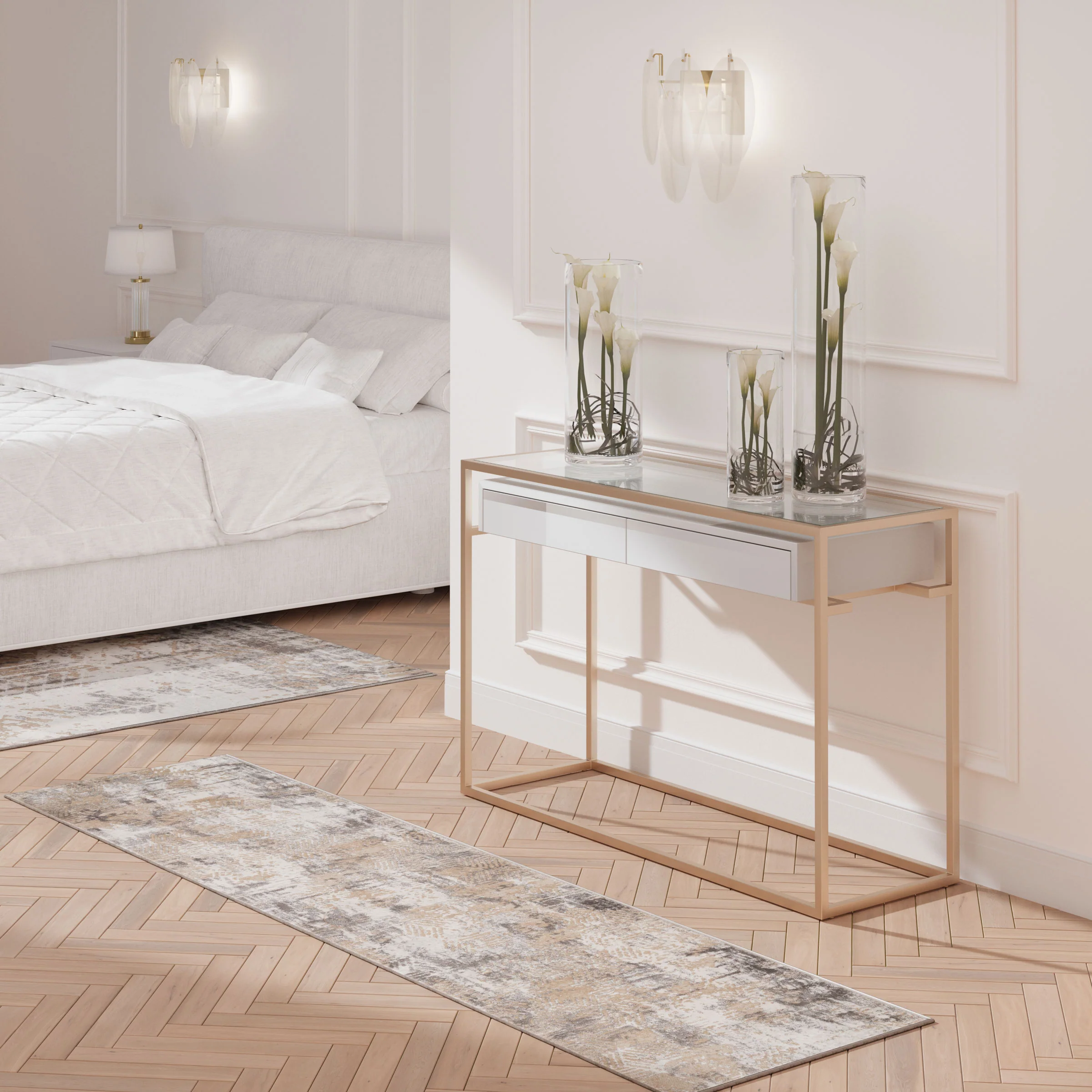 Distressed Beige Art Deco Area Rug - Busby - Image 10