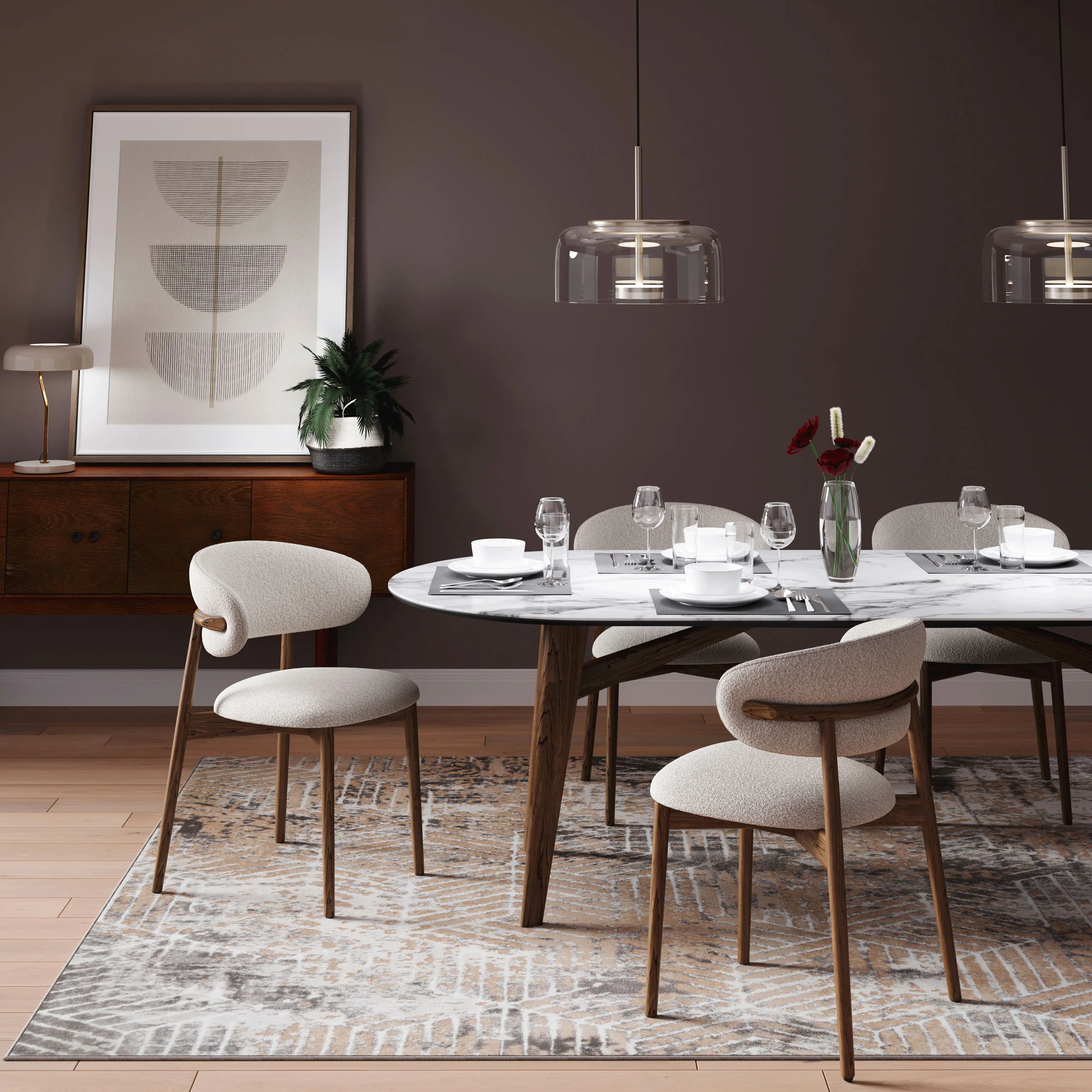 Distressed Beige Art Deco Area Rug - Busby - Image 4