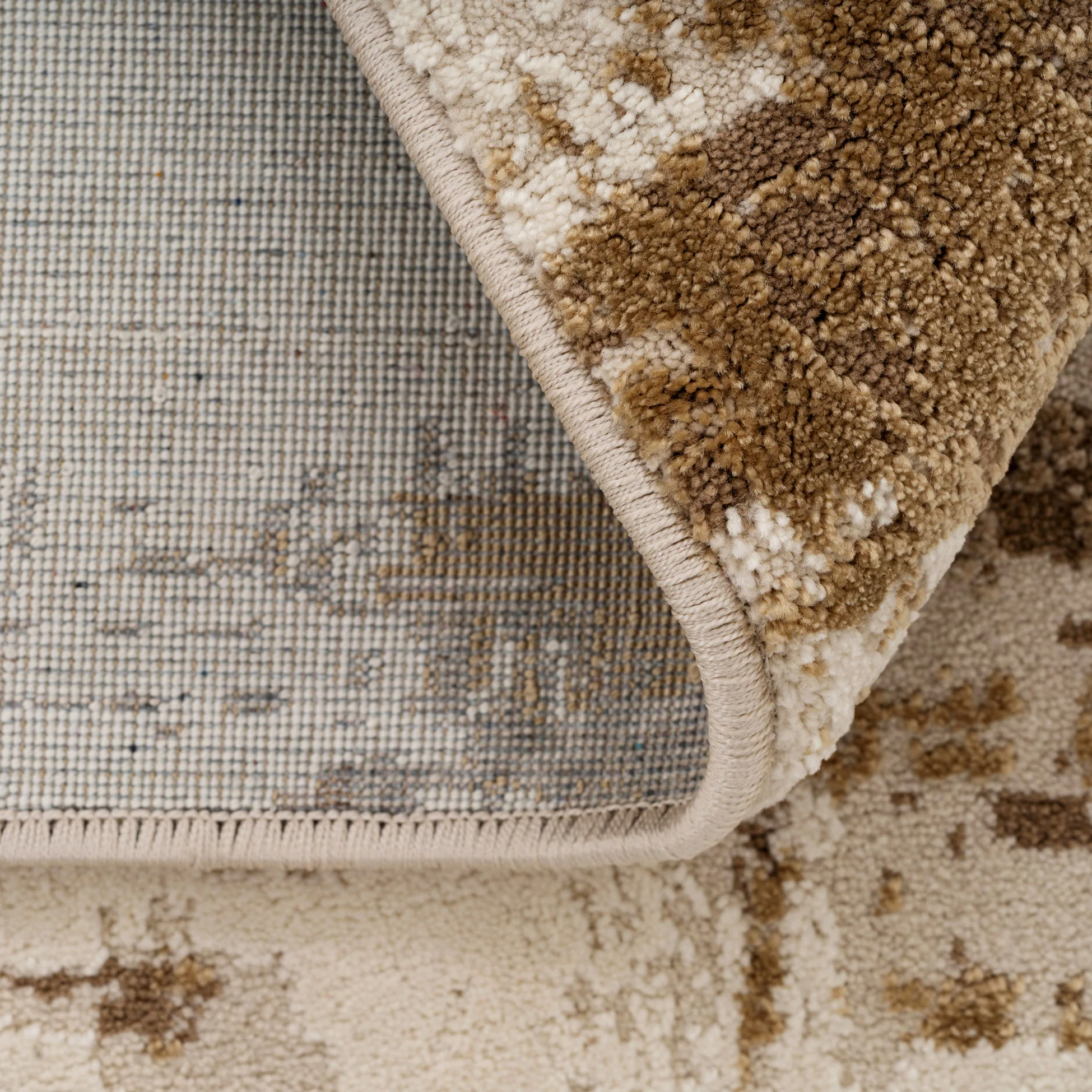 Distressed Brushstroke Beige Rug - Farah - Image 4