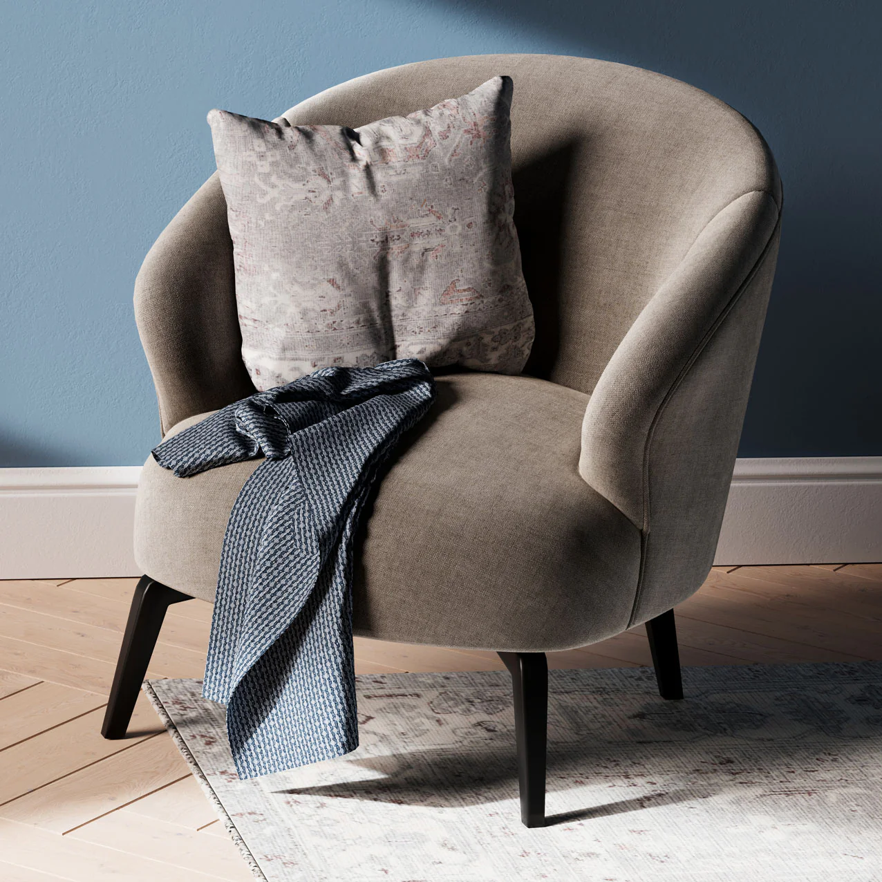 Flatwoven Washable Distressed Grey Bordered Rug - Grand - Image 14