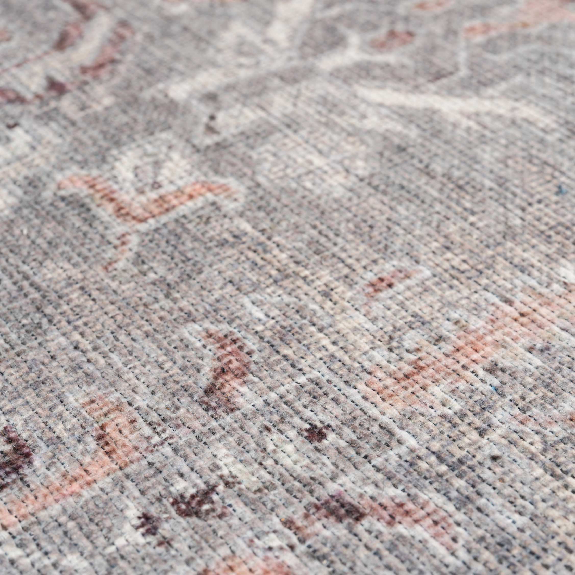 Flatwoven Washable Distressed Grey Bordered Rug - Grand - Image 15