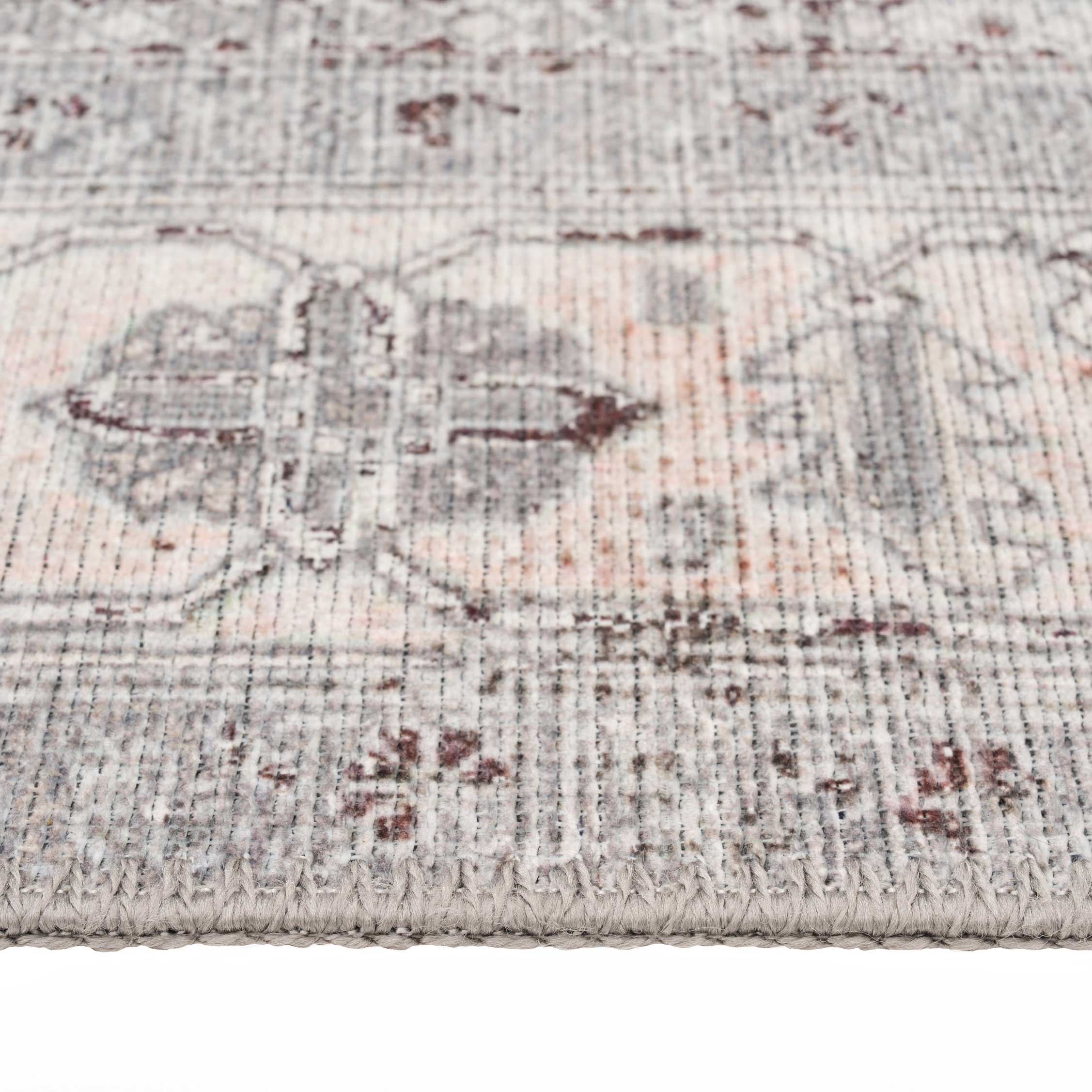 Flatwoven Washable Distressed Grey Bordered Rug - Grand - Image 4