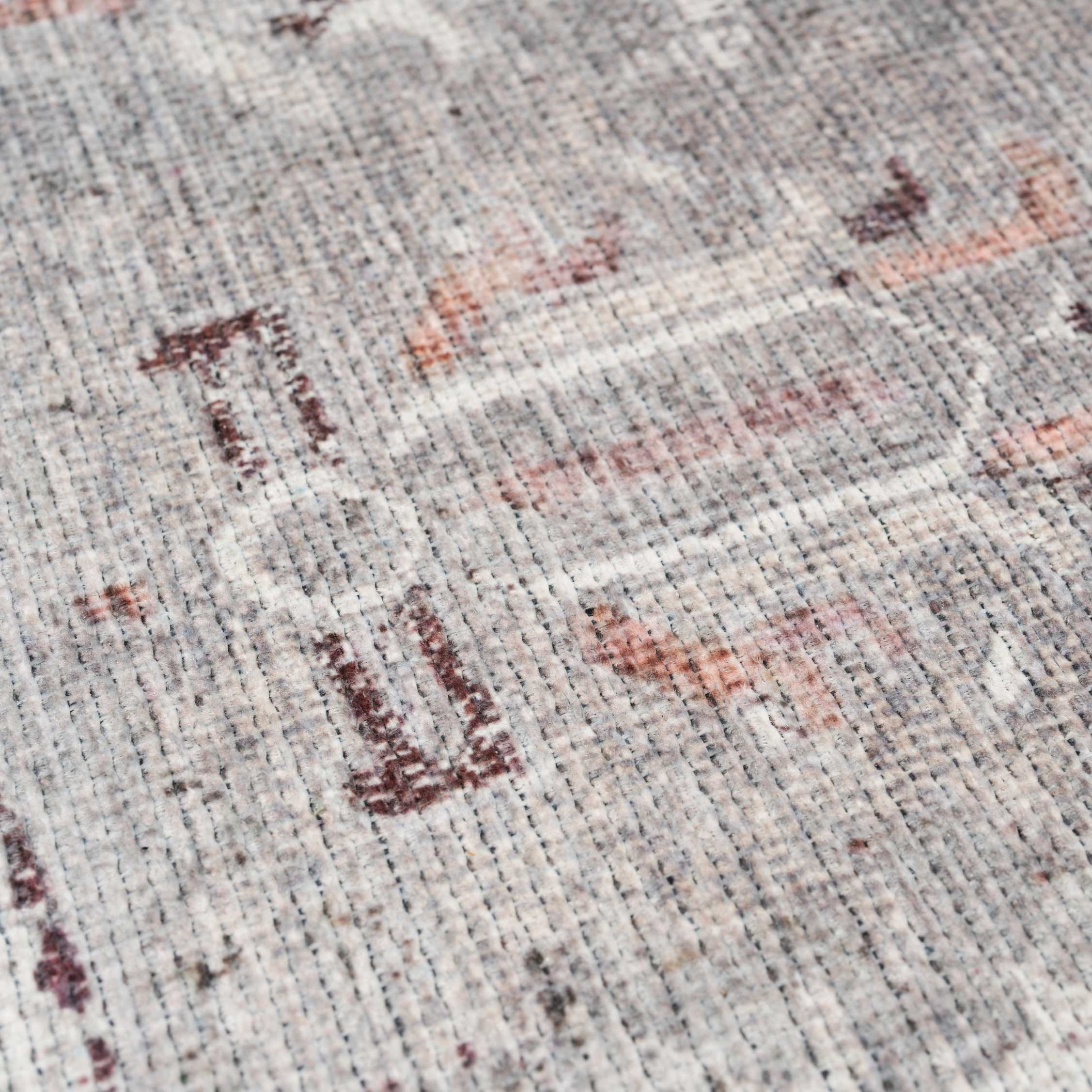 Flatwoven Washable Distressed Grey Bordered Rug - Grand - Image 5