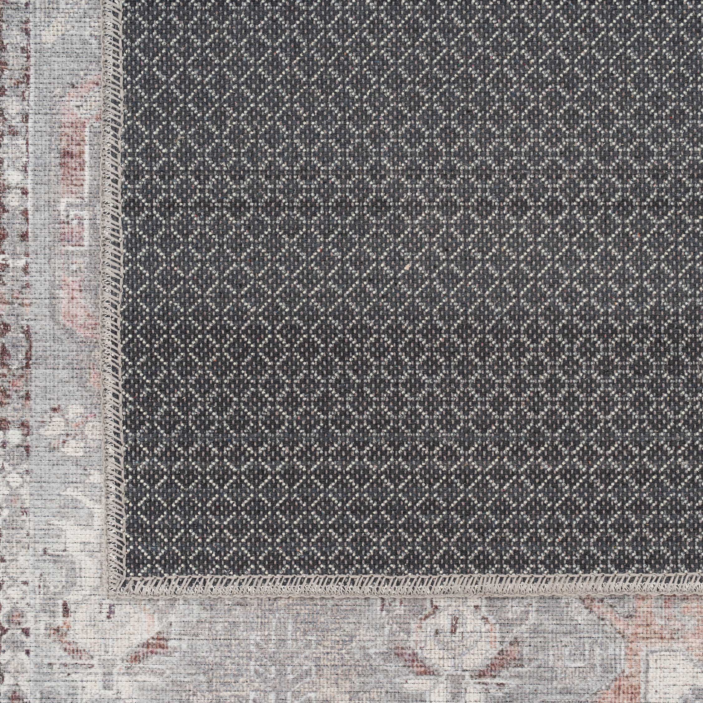 Flatwoven Washable Distressed Grey Bordered Rug - Grand - Image 8