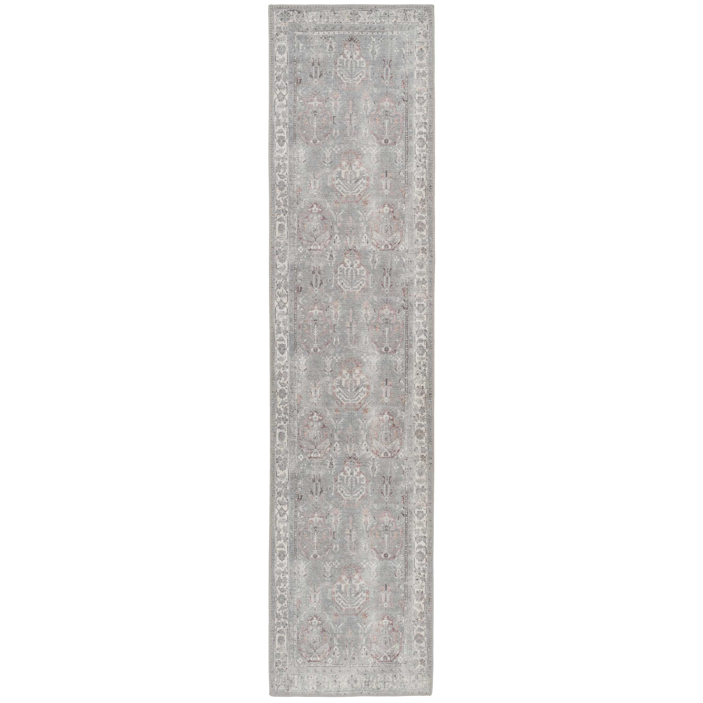 Flatwoven Washable Distressed Grey Bordered Rug - Grand - Image 9