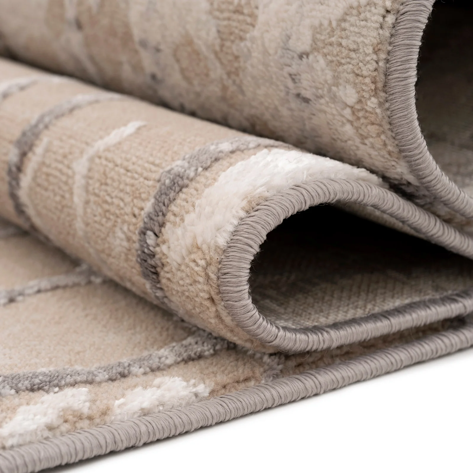 Distressed Linear Beige Silver Rug - Diora - Image 9