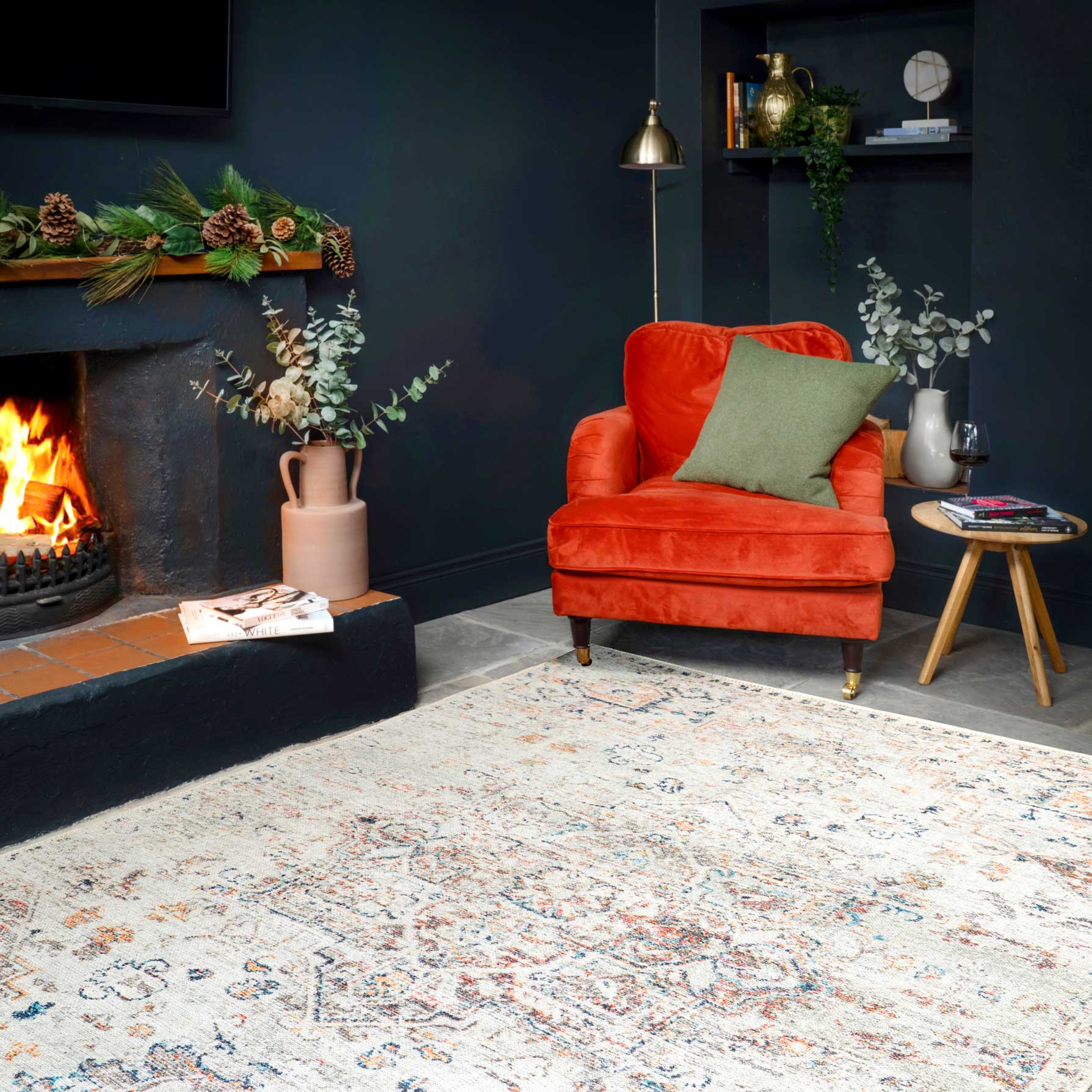 Flatwoven Washable Distressed Multicolour Area Rug - Cecilia - Image 9