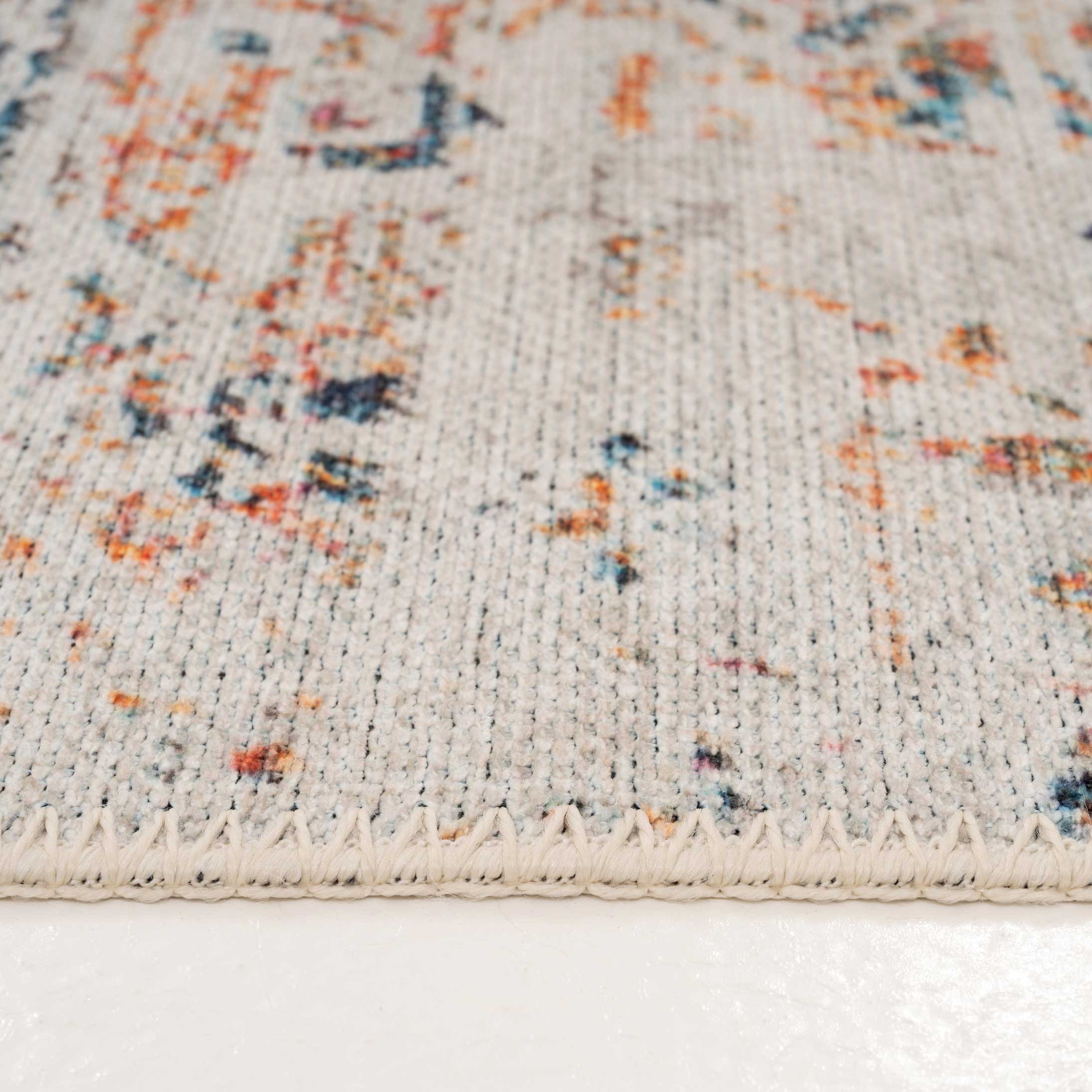 Flatwoven Washable Distressed Multicolour Area Rug - Cecilia - Image 3