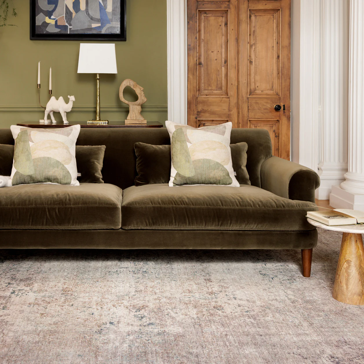 Flatwoven Washable Distressed Renaissance Grey Beige Rug - Fleur - Image 3