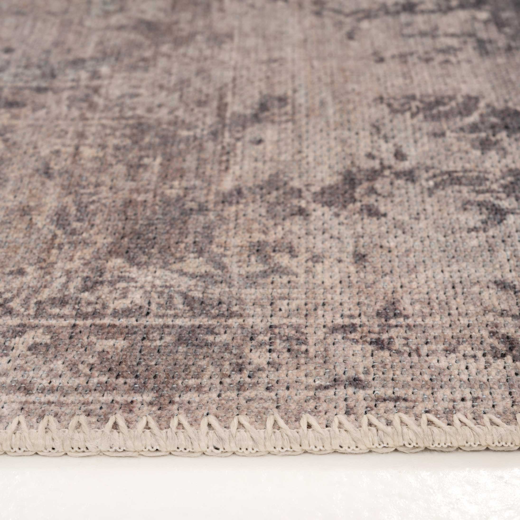 Flatwoven Washable Distressed Renaissance Grey Beige Rug - Fleur - Image 8