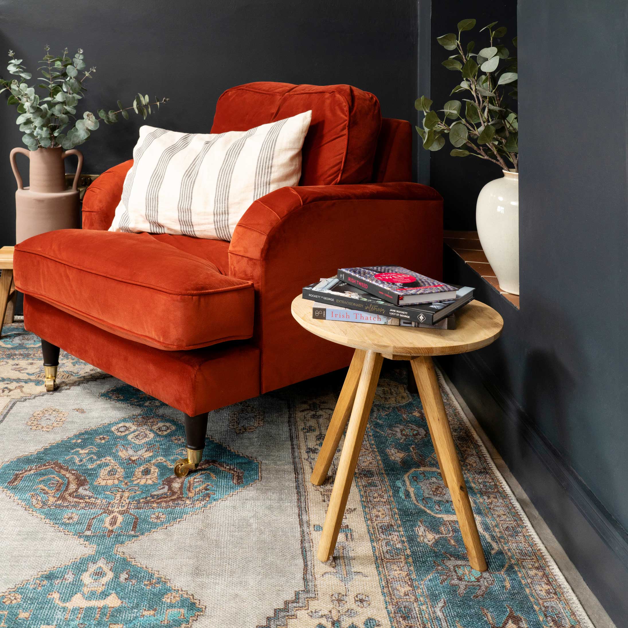 Flatwoven Washable Distressed Teal Bordered Rug - Cyrus - Image 6