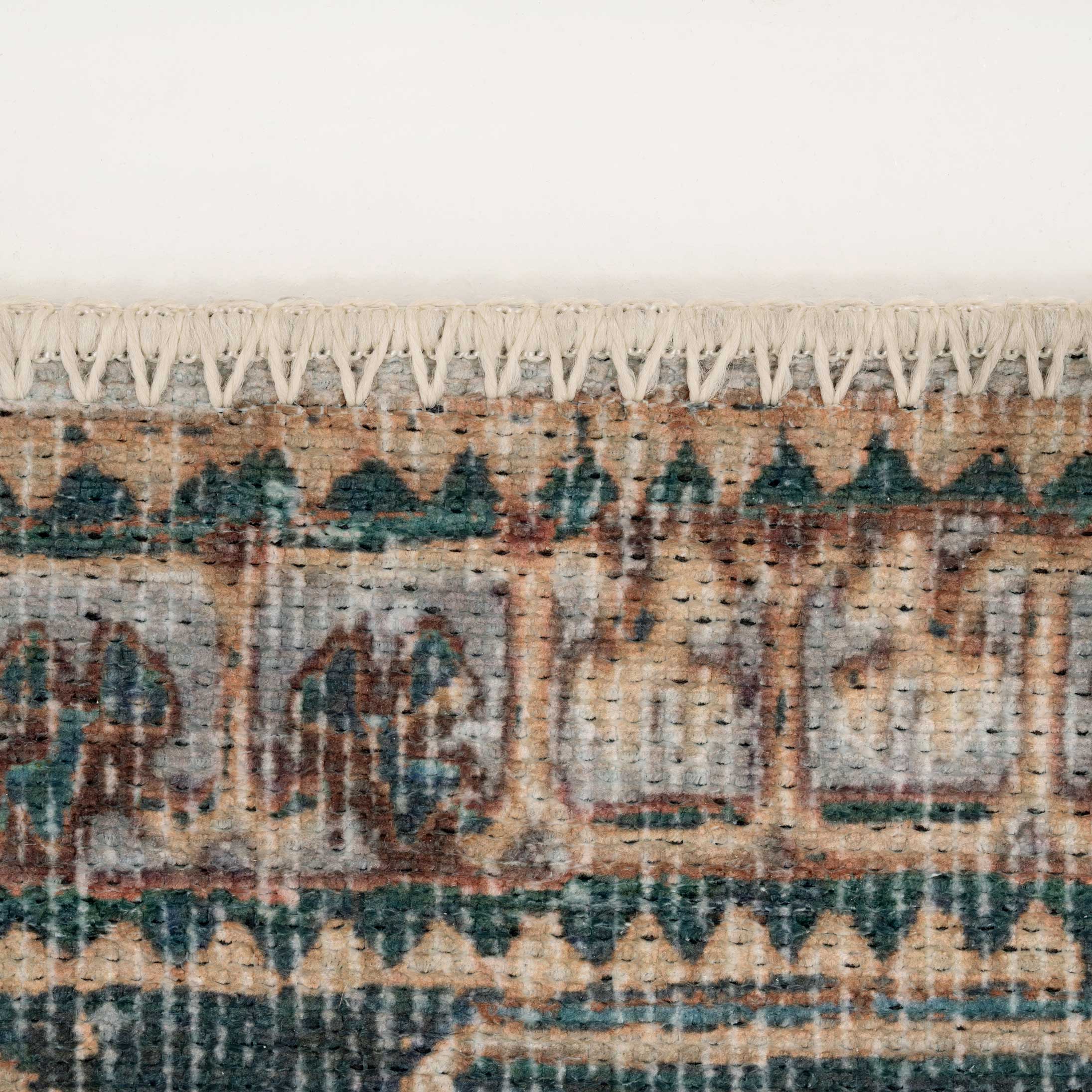 Flatwoven Washable Distressed Teal Runner - Cyrus - Image 3