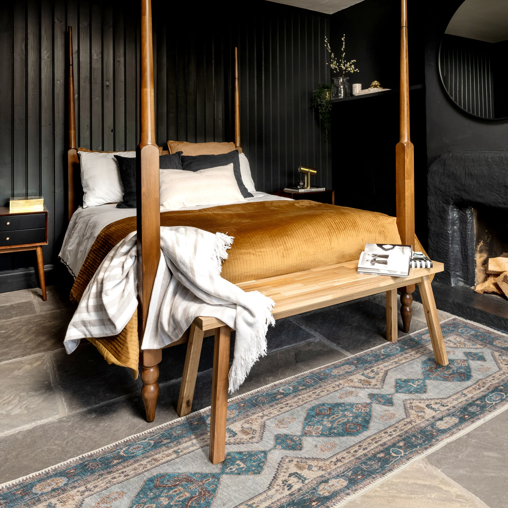 Flatwoven Washable Distressed Teal Runner - Cyrus - Image 5