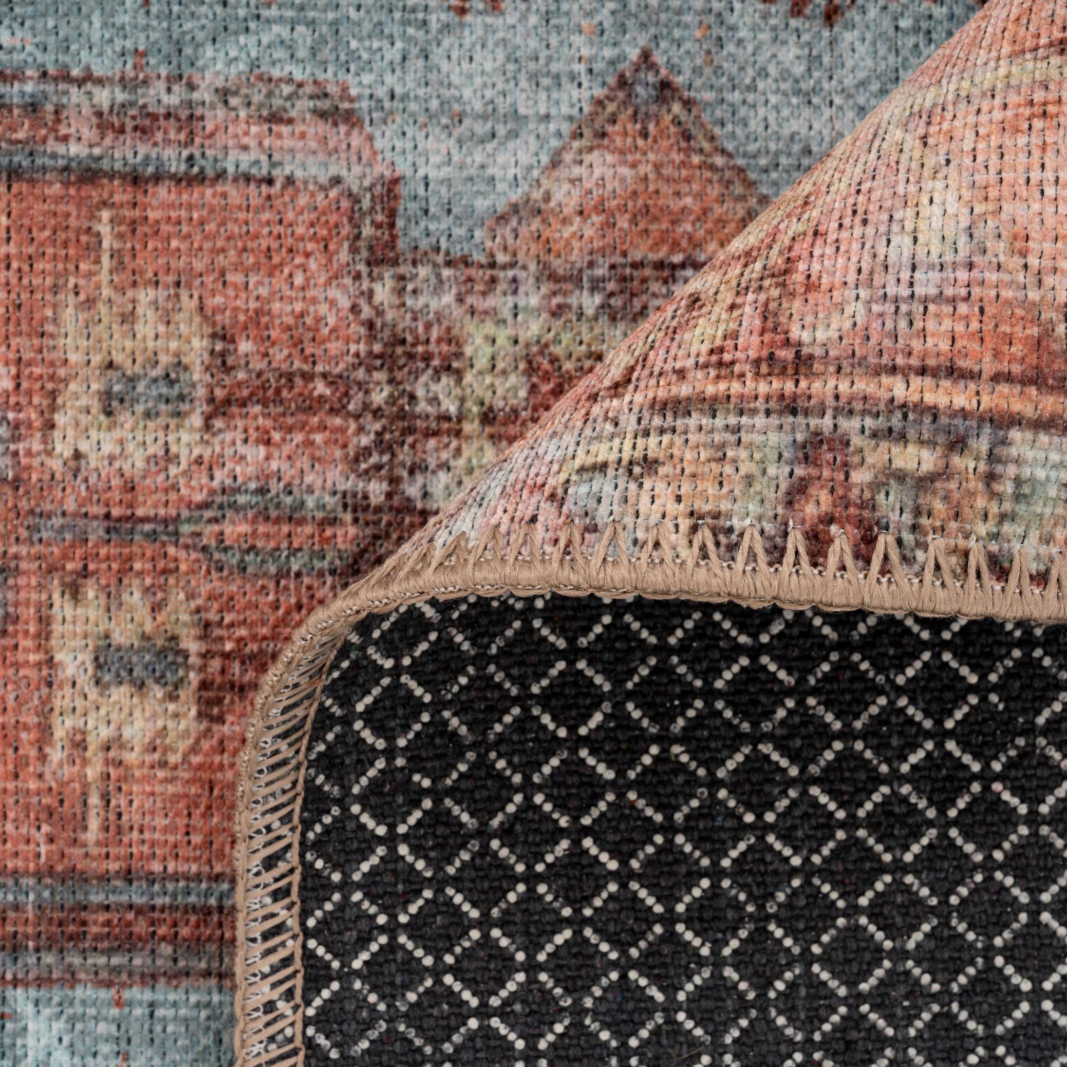 Flatwoven Washable Distressed Terracotta Aztec Runner - Yana - Image 6