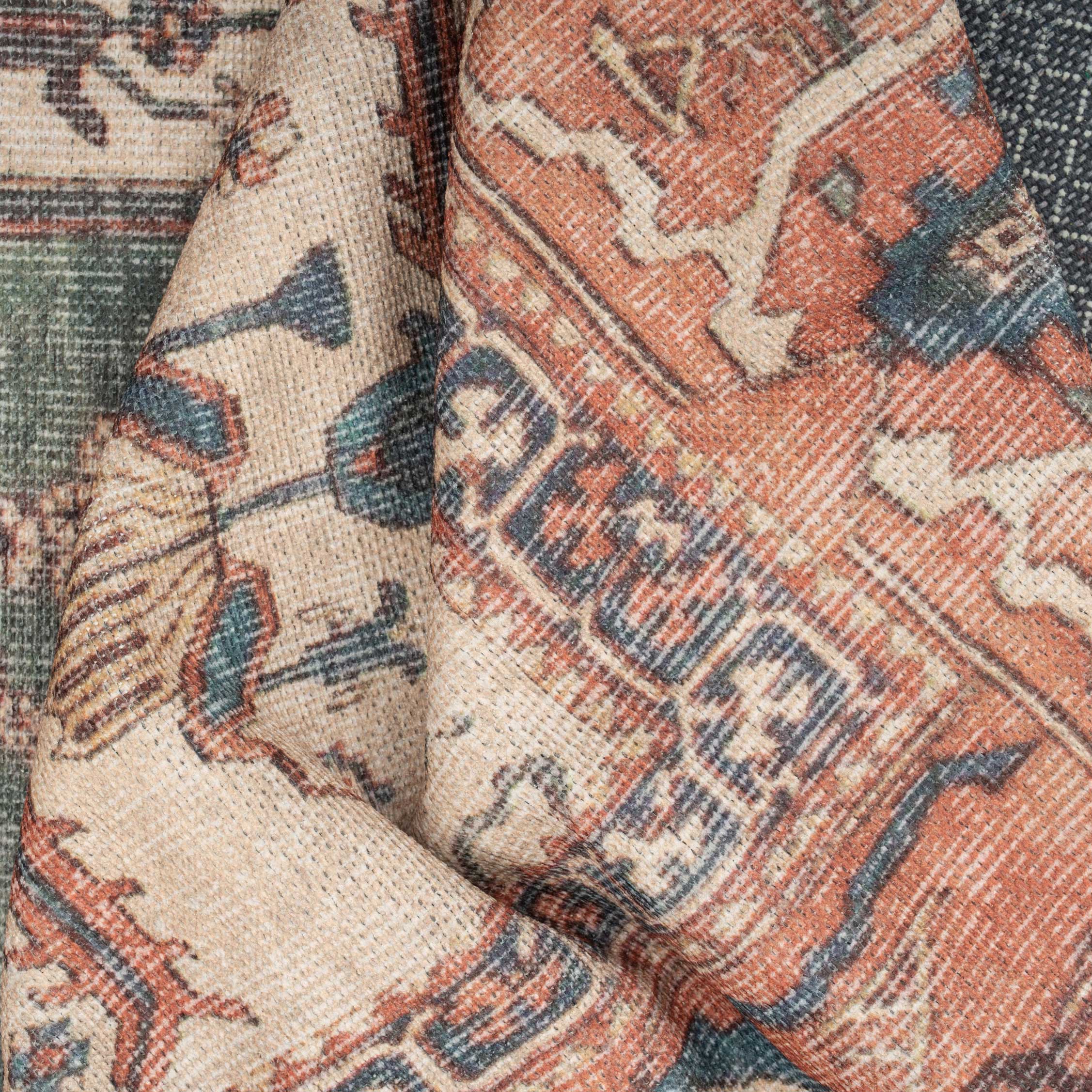 Flatwoven Washable Distressed Terracotta Circle Rug - Image 5