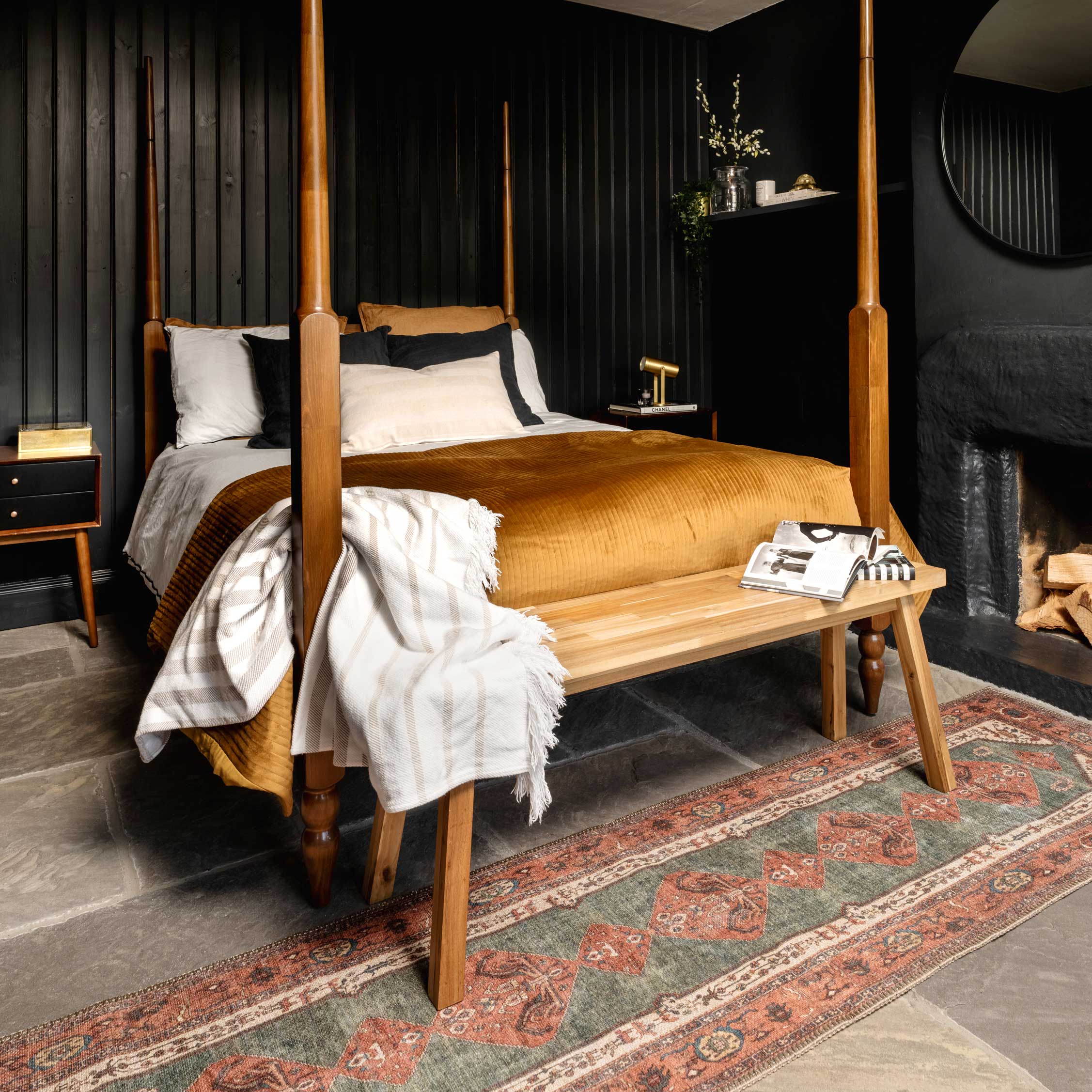 Flatwoven Washable Distressed Terracotta Green Boho Runner - Faro - Image 4