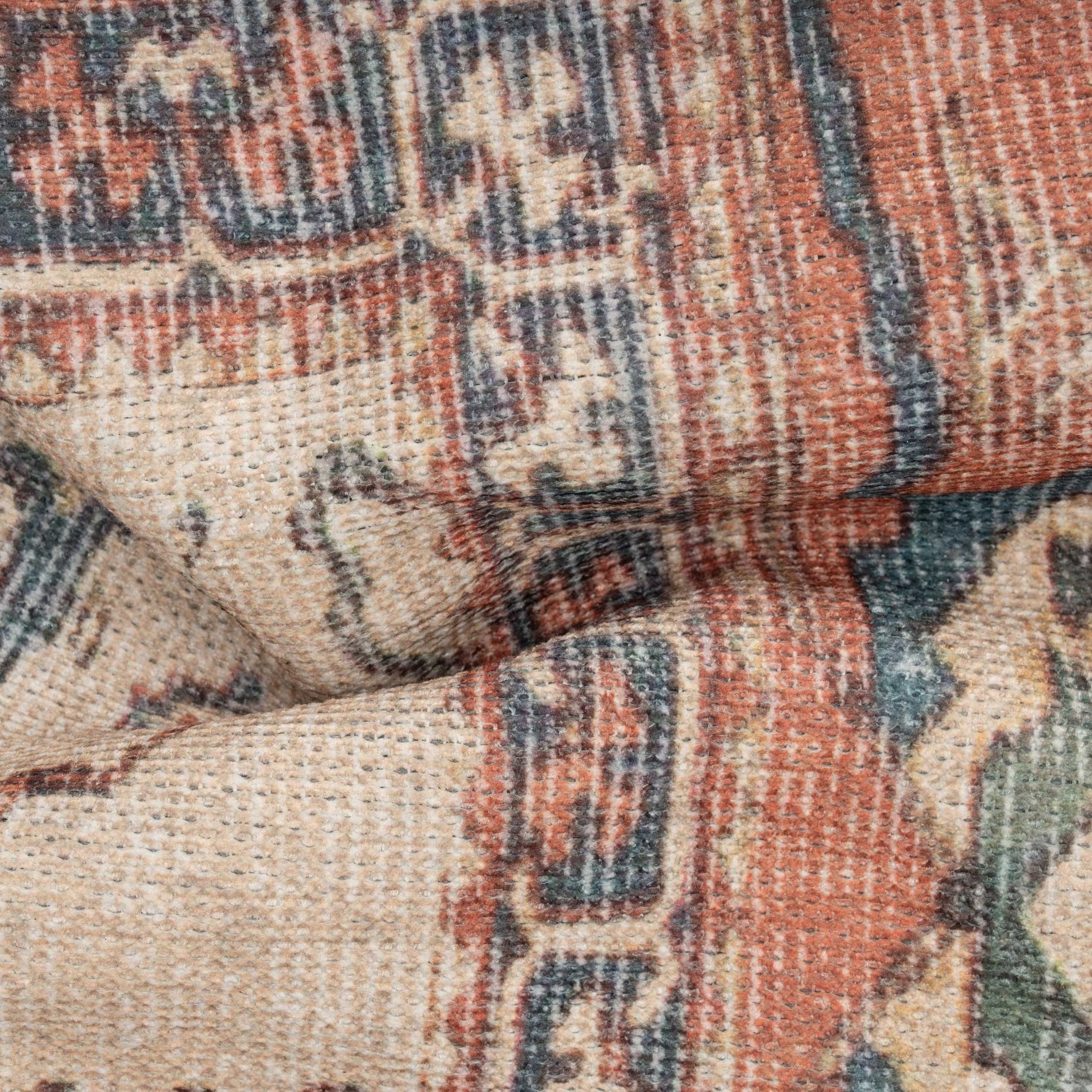 Flatwoven Washable Distressed Terracotta Green Boho Runner - Faro - Image 8