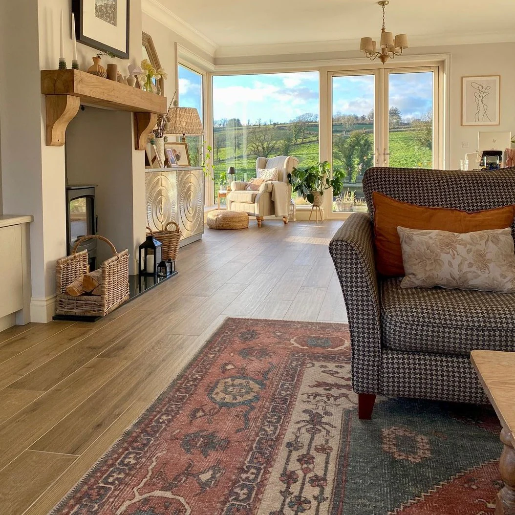 Flatwoven Washable Distressed Terracotta Green Boho Rug - Faro - Image 9