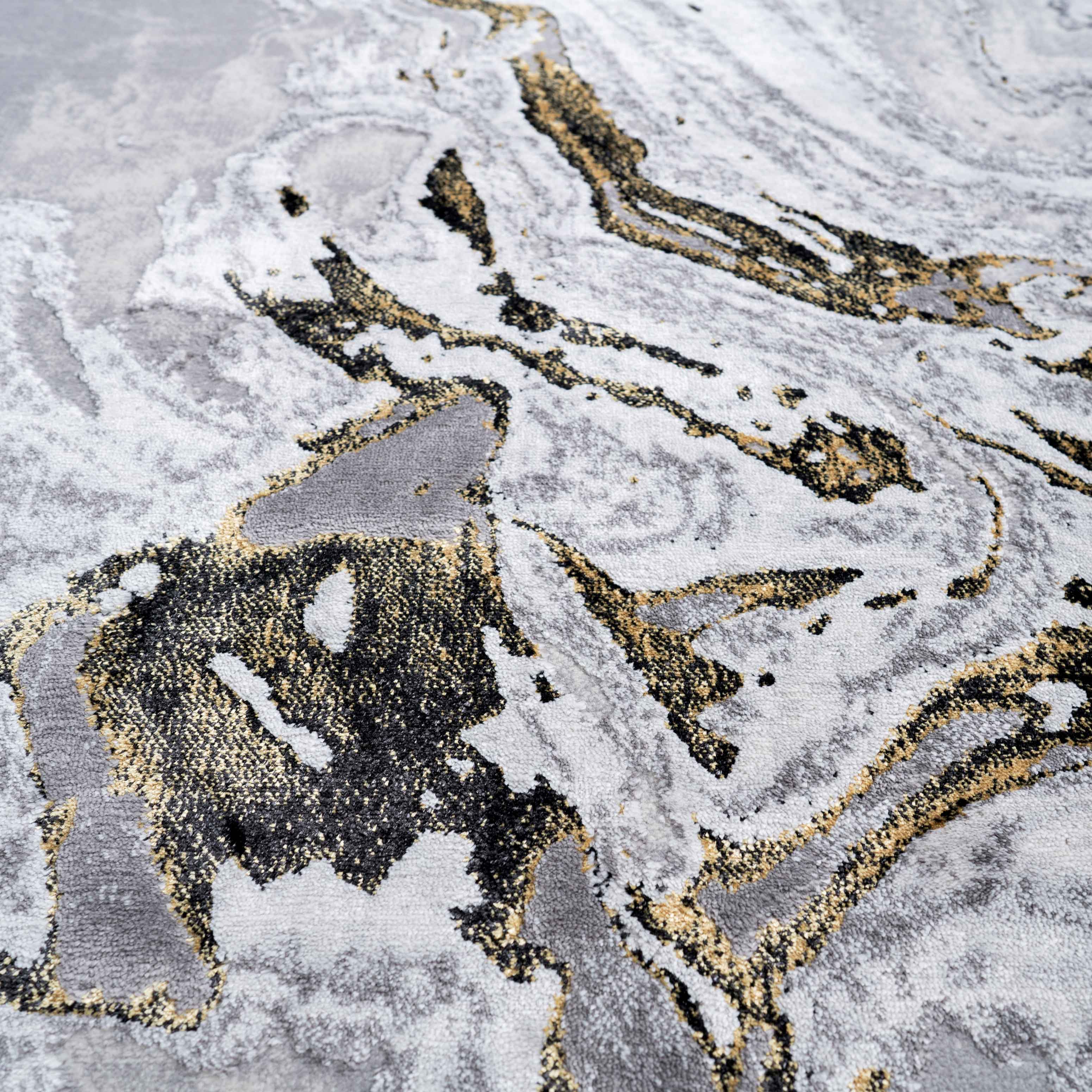 Gold Abstract Swirl Pattern Living Room Rugs - Marble - Image 6