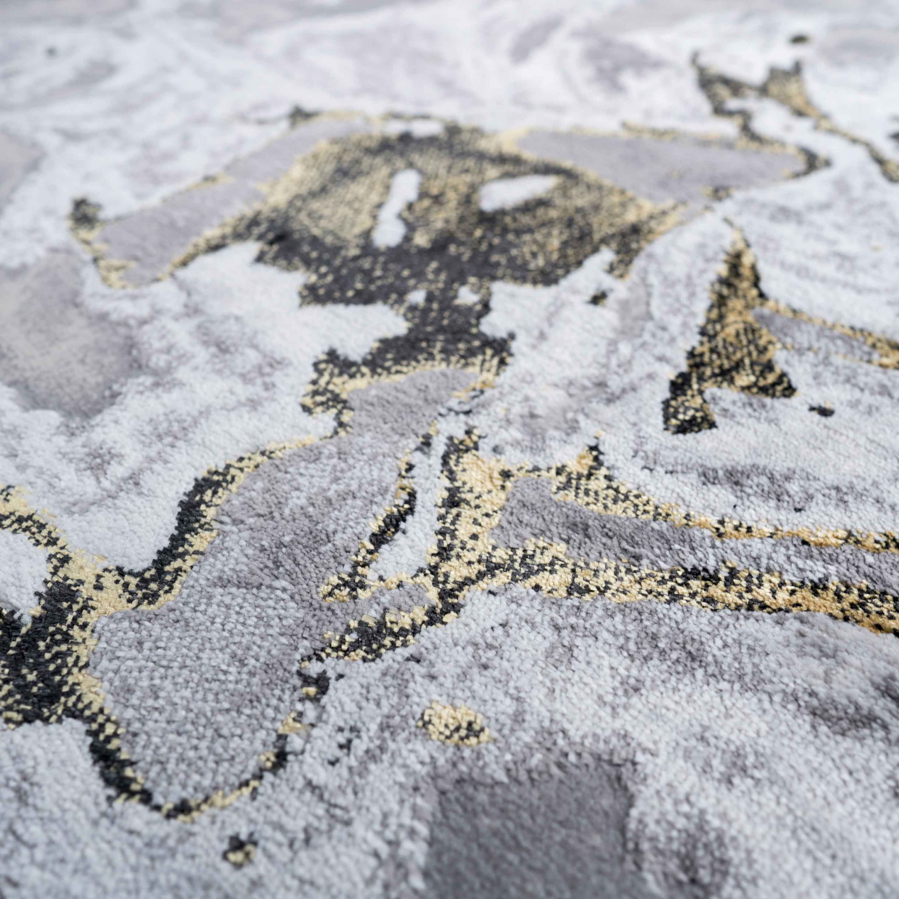 Gold Abstract Swirl Pattern Living Room Rugs - Marble - Image 9