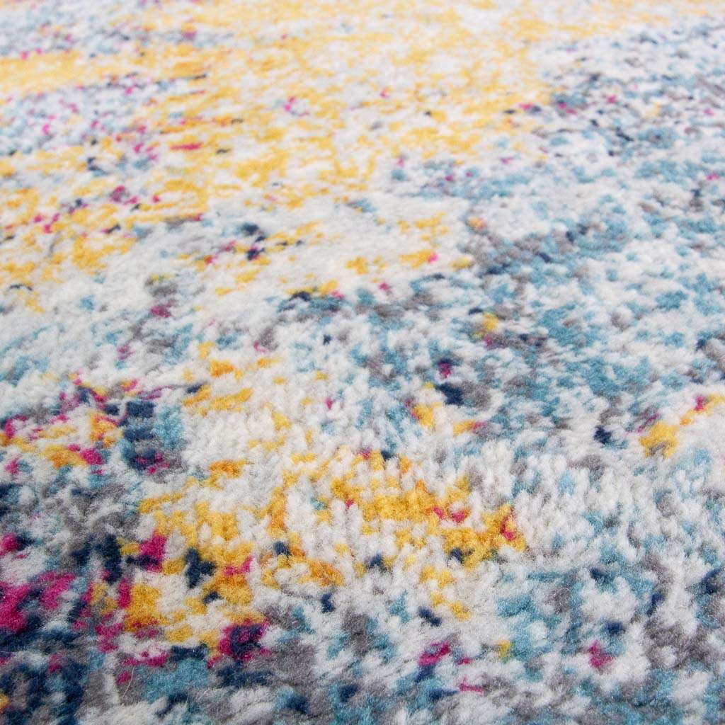 Gold Blue Distressed Living Room Runner Rug - Image 7
