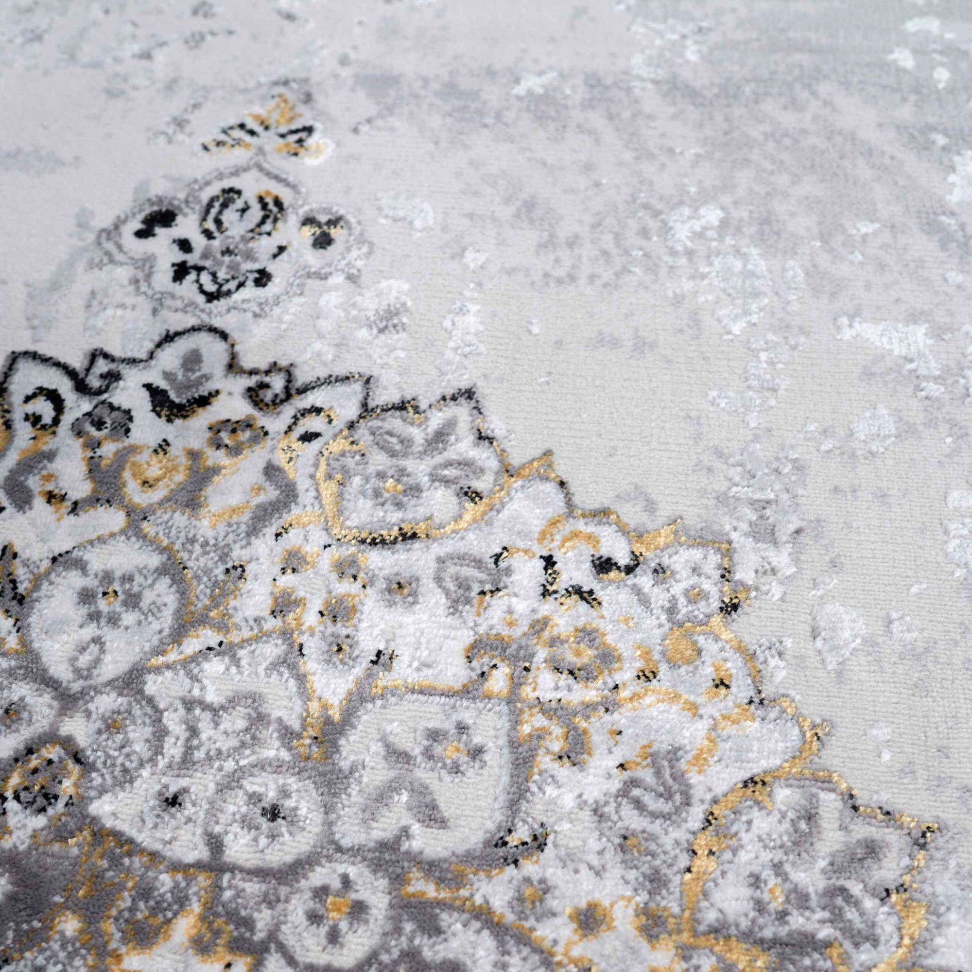 Gold Traditional Distressed Living Room Rug - Victoria - Image 7