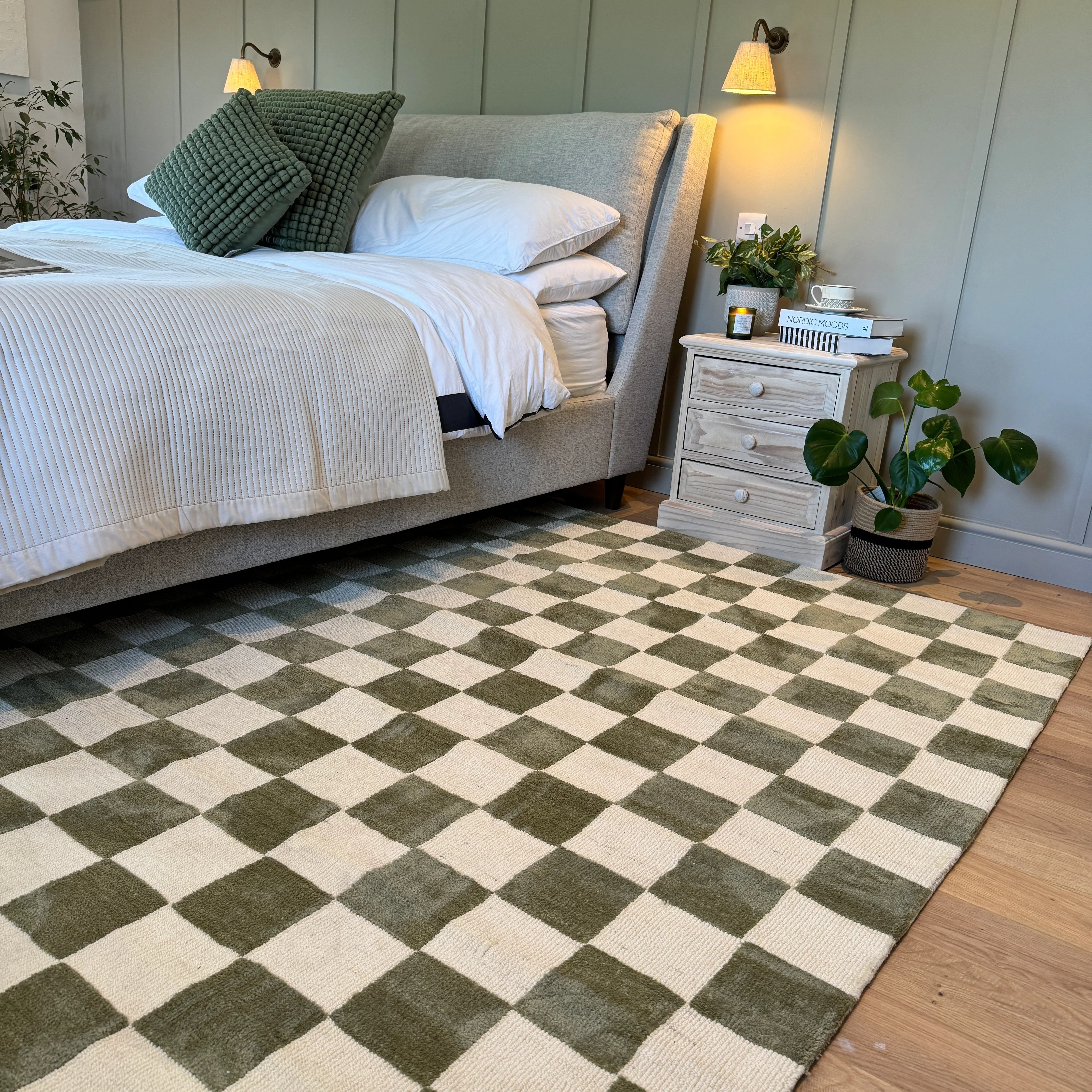 Green Retro Checkerboard Rug - Maze - Image 5